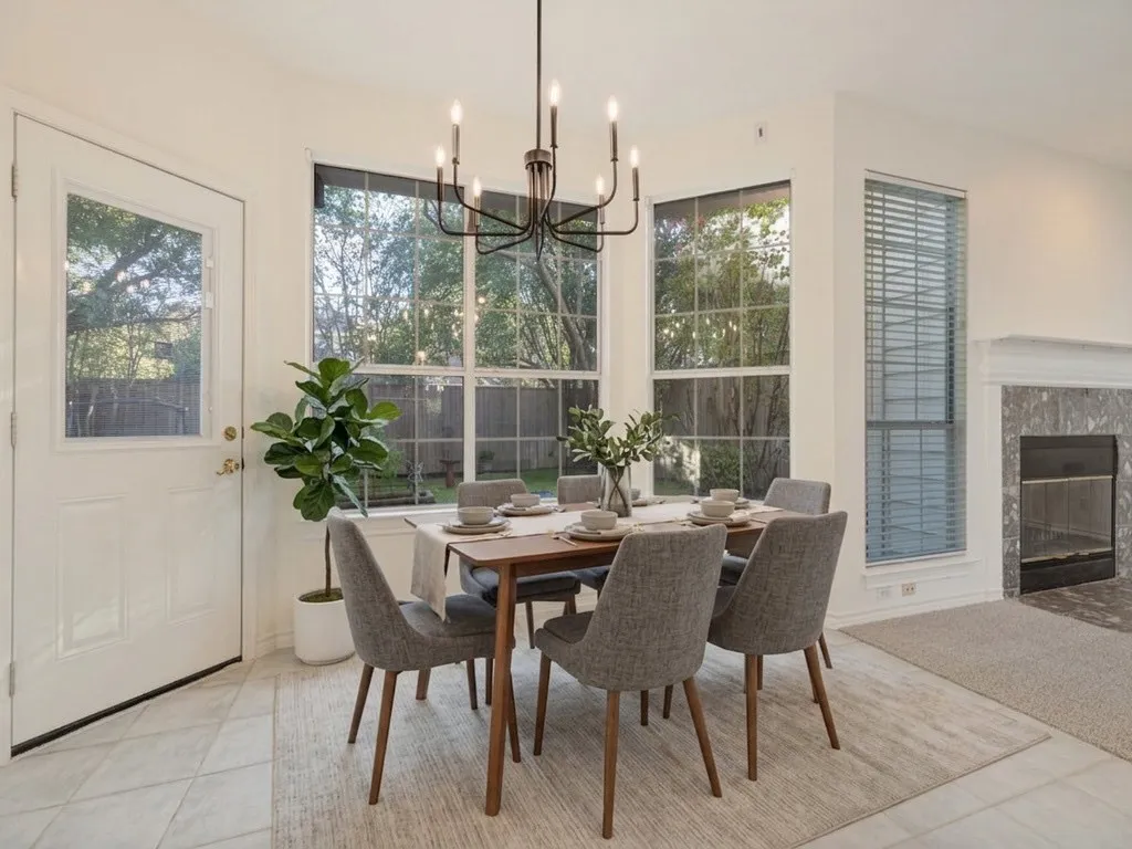 Breakfast area with virtually staged furniture.