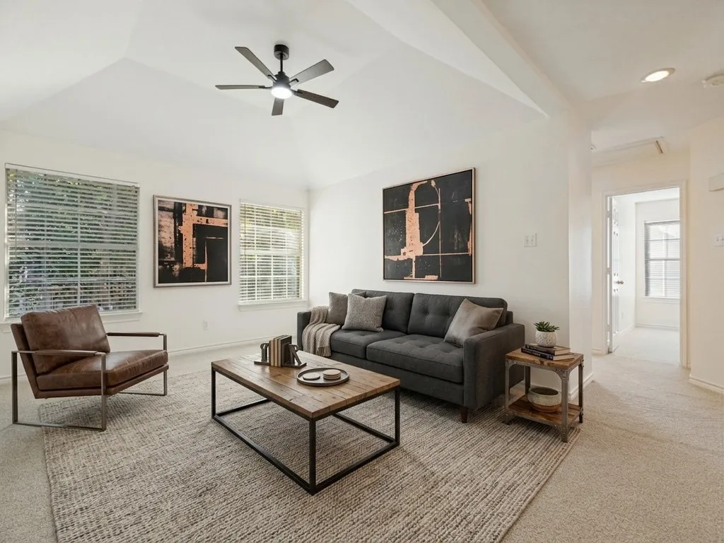 Game room with virtually staged furniture.