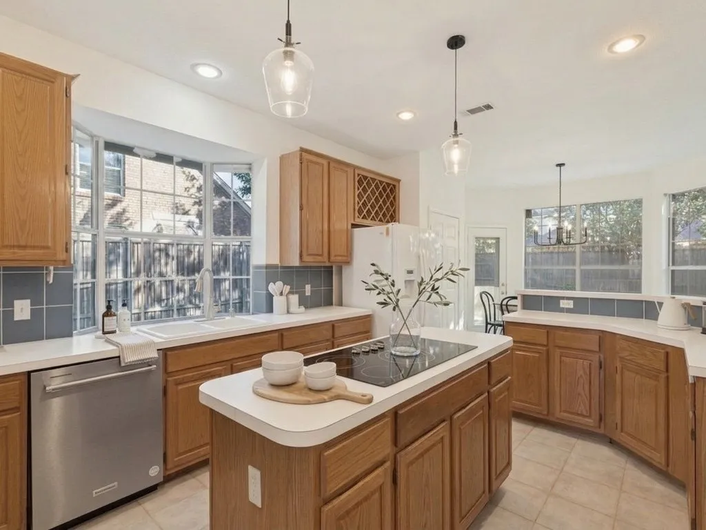 Kitchen with virtually staged accents