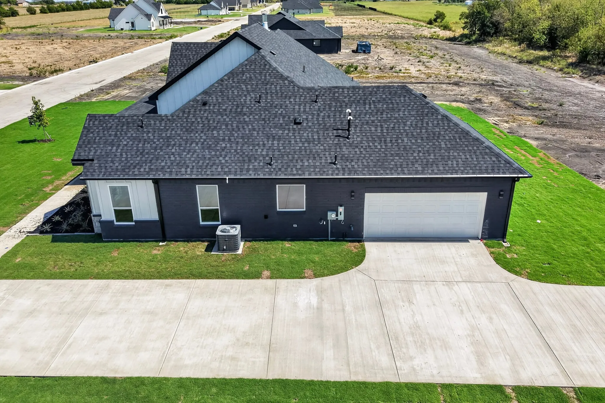 Modern exterior with dark siding