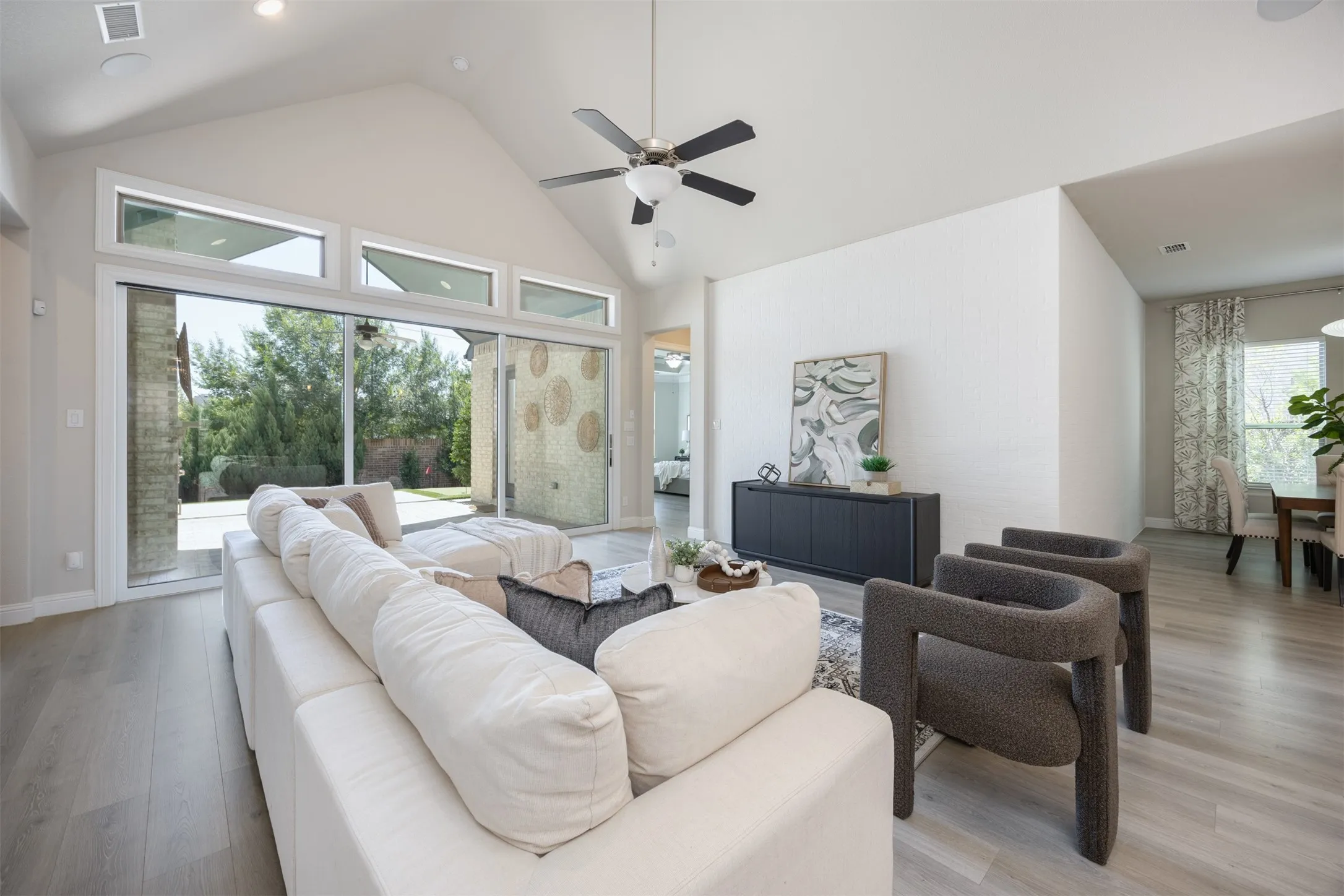 High cathedral ceiling in the family room