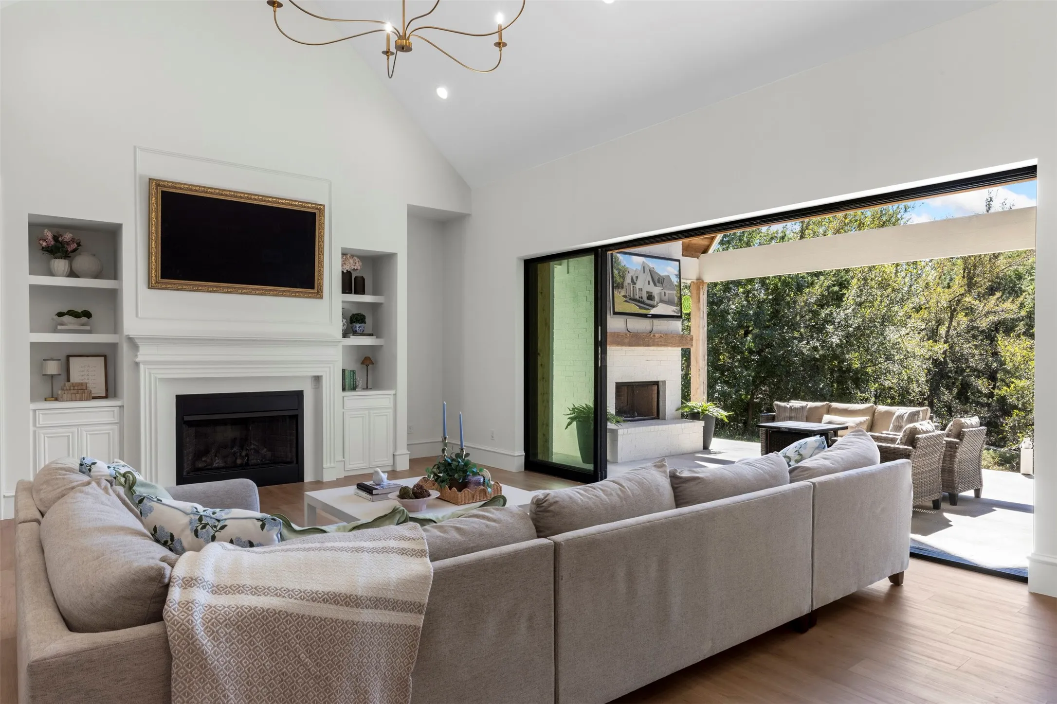 Stacking Sliding Doors fully open to the outdoor patio