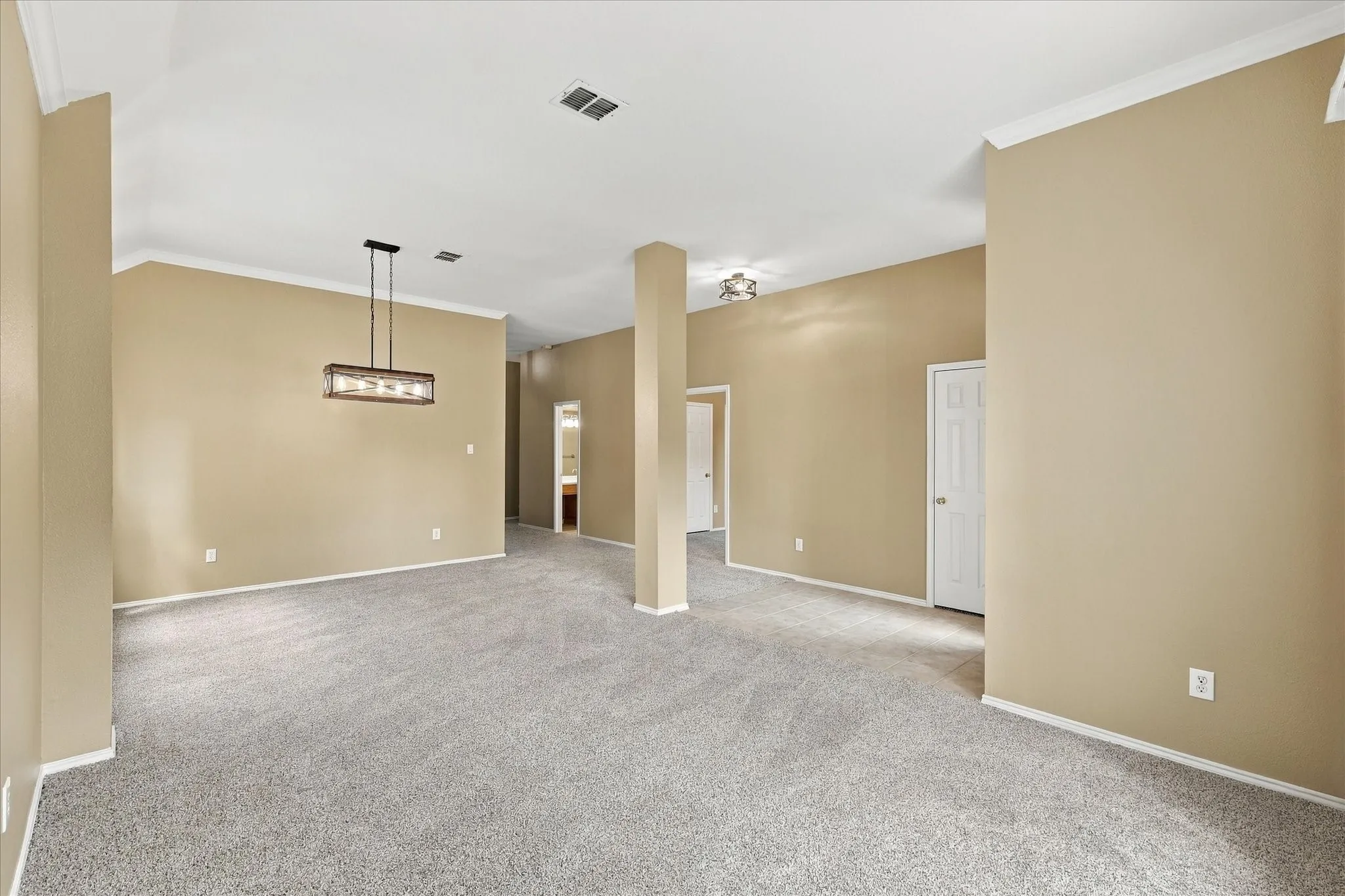 View of the formal Dining Room and Hall leading to the kitchen