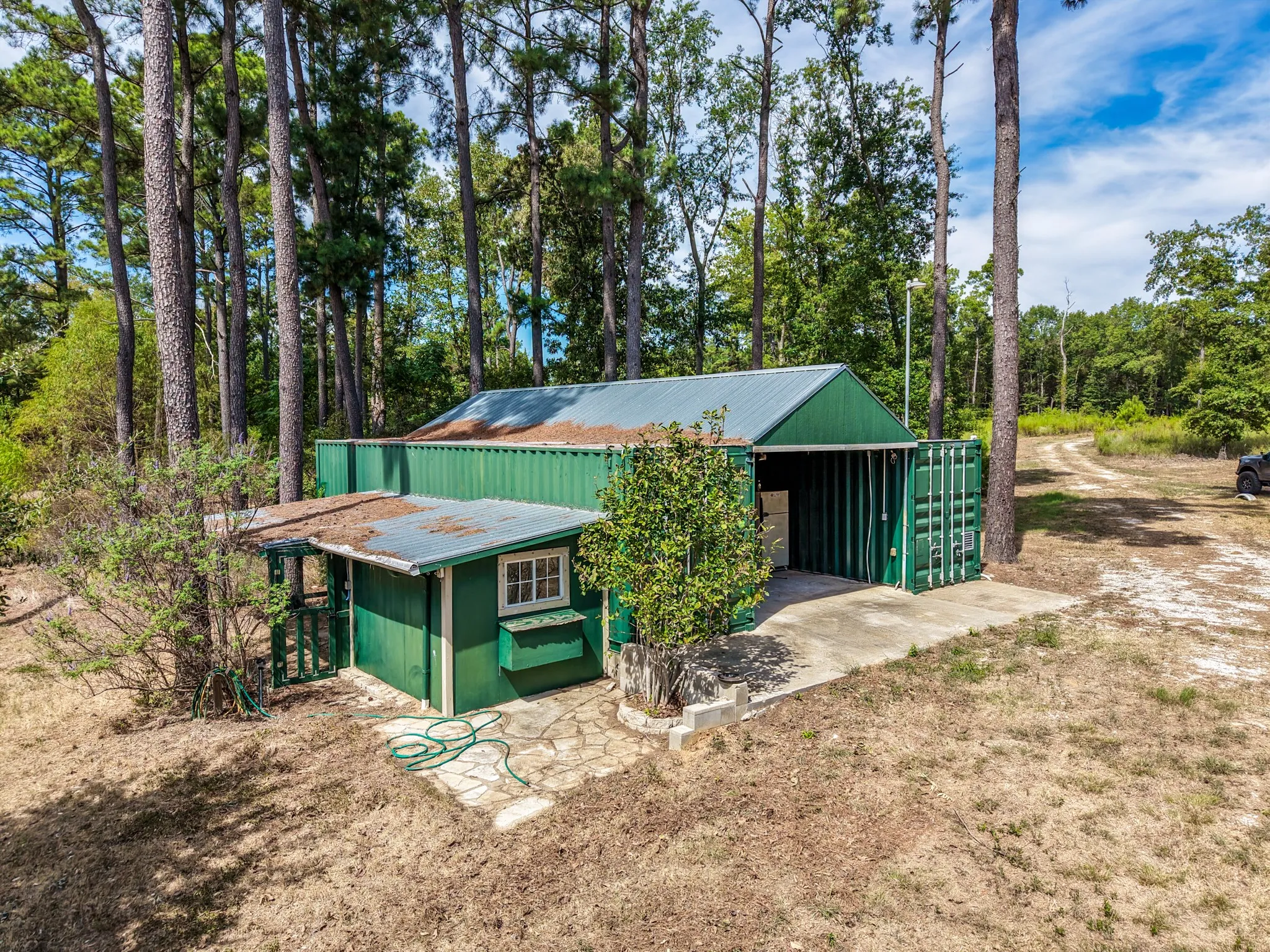 Barn with attached chicken coop
