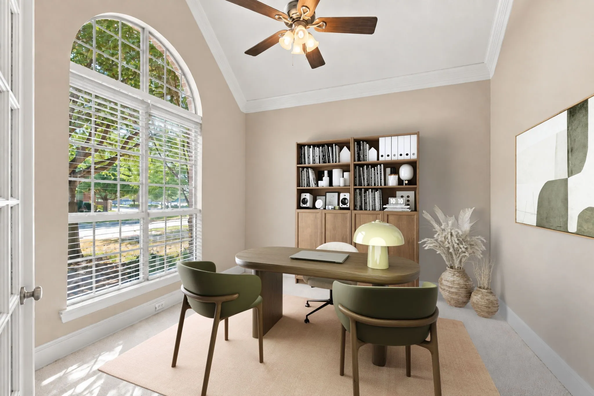 Office At The Front Of The House With French Doors. This Has Been Virtually Staged.