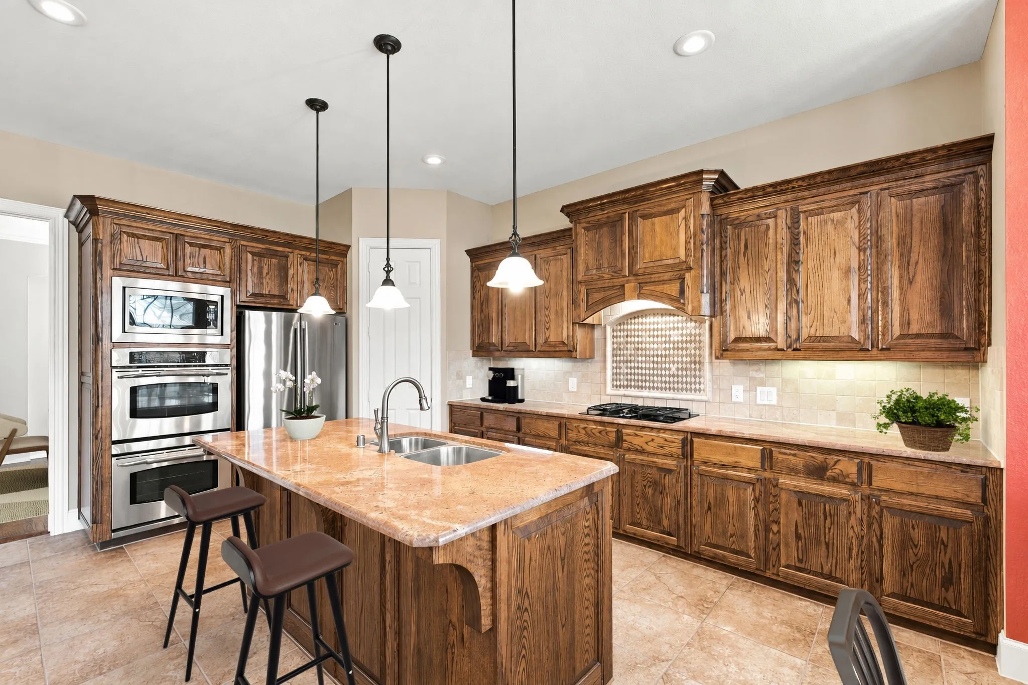 Beautiful Kitchen With Gorgeous Cabinetry And Island.   This Has Been Virtually Staged.