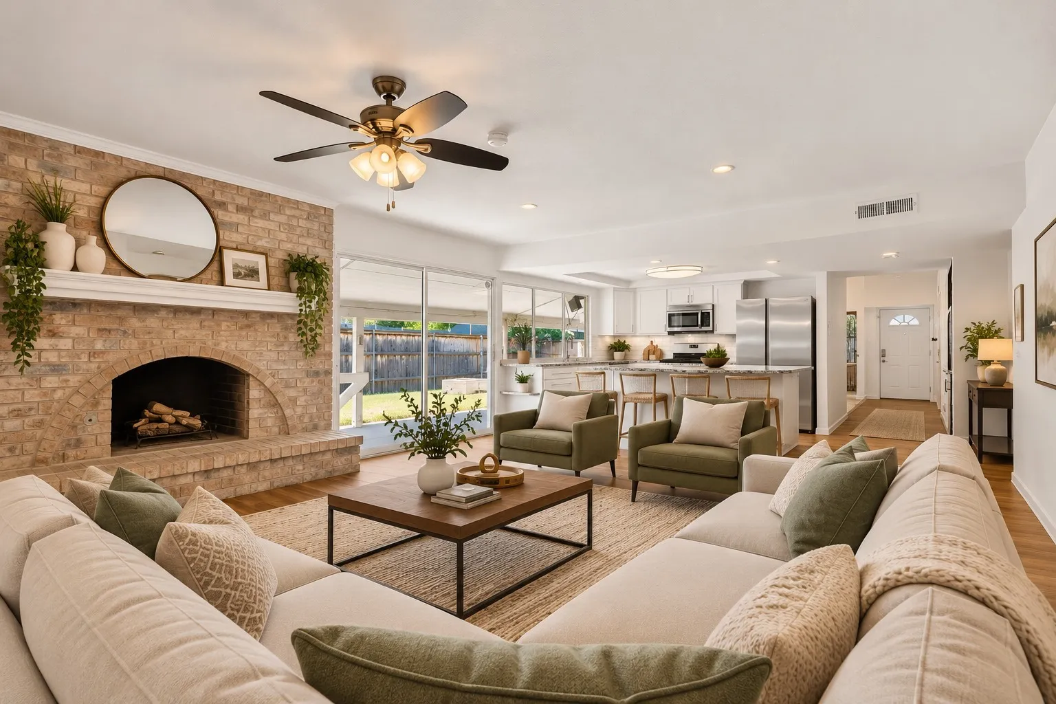 Enhanced photo of open living space