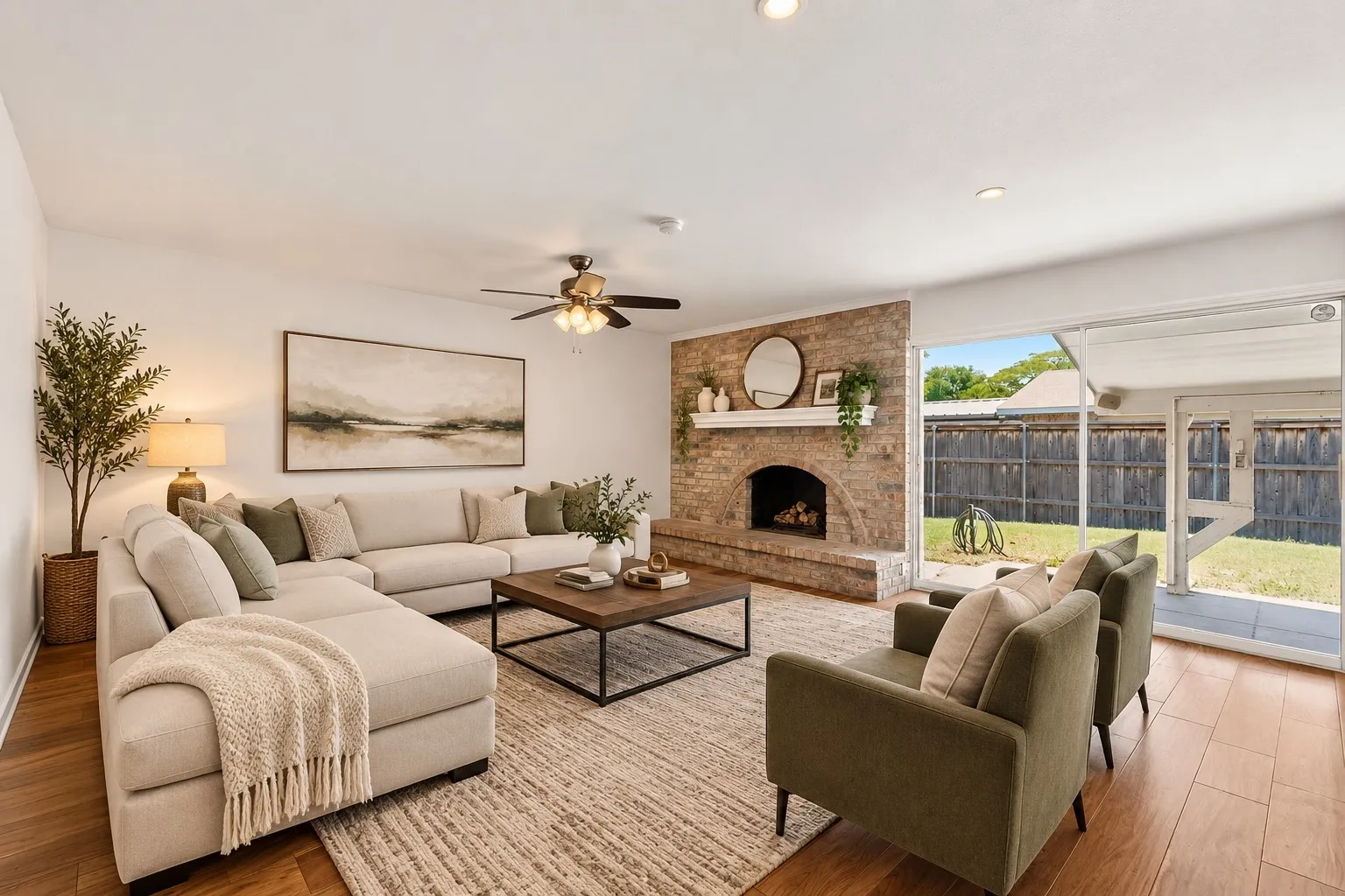 Enhanced photo of open living space