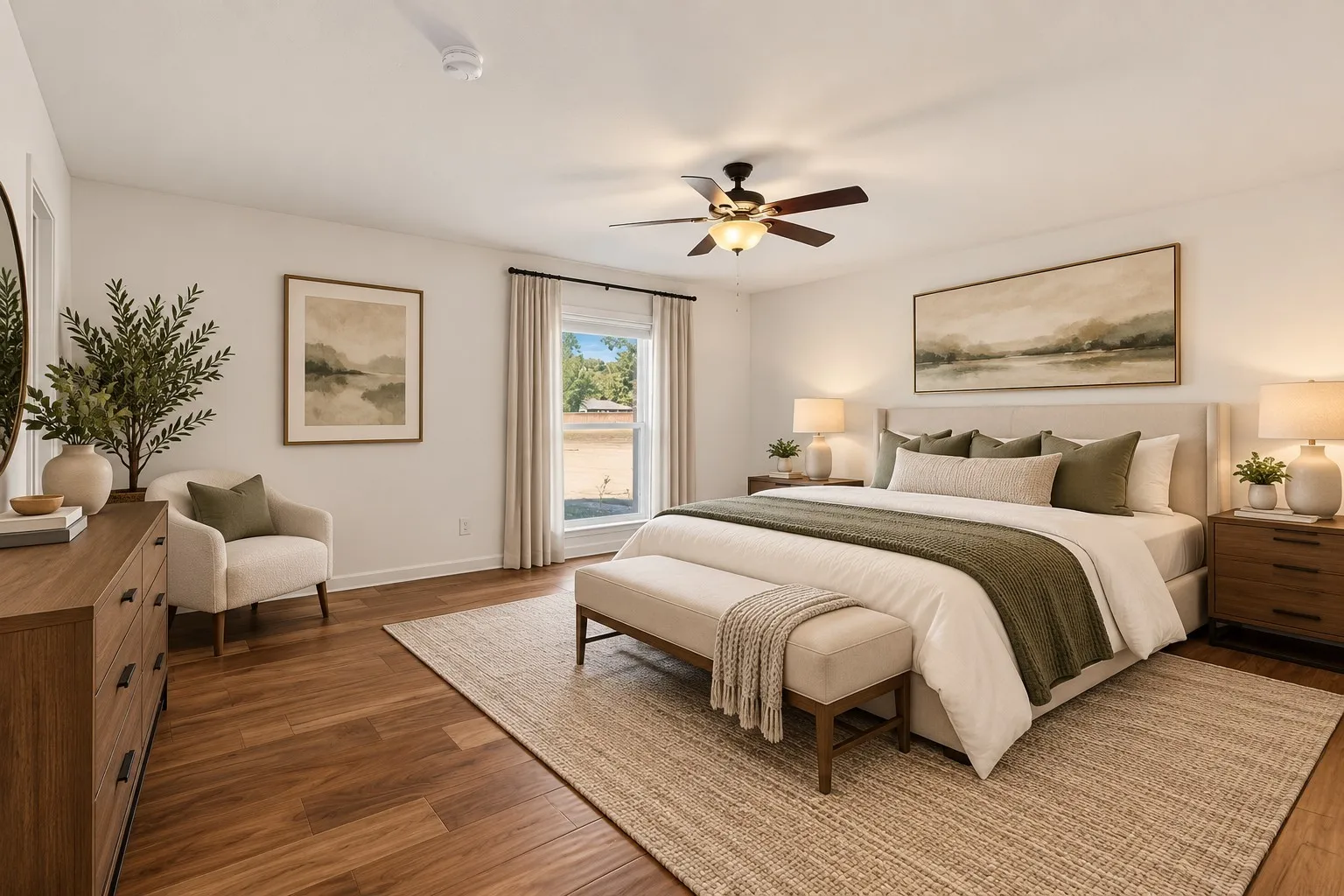 Enhanced photo of oversized primary bedroom