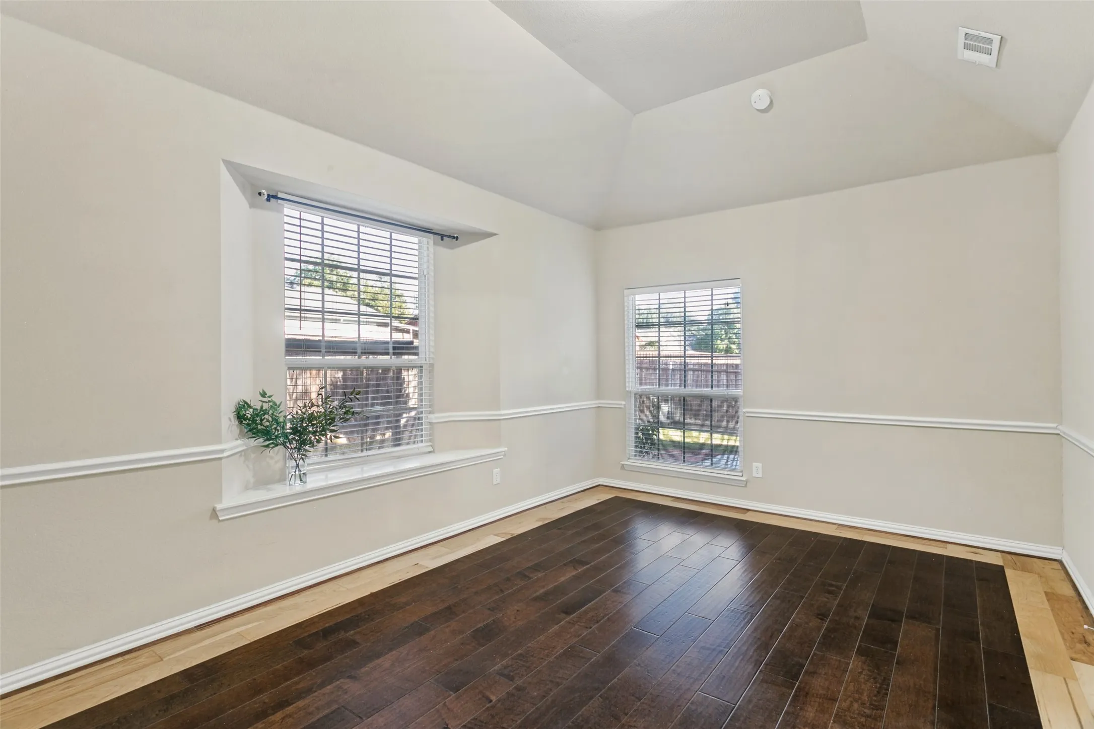 Custom bordered hardwood floors.