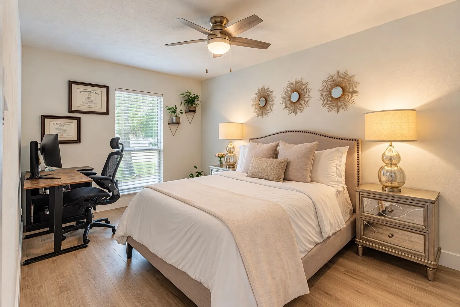 Wood-finish flooring throughout