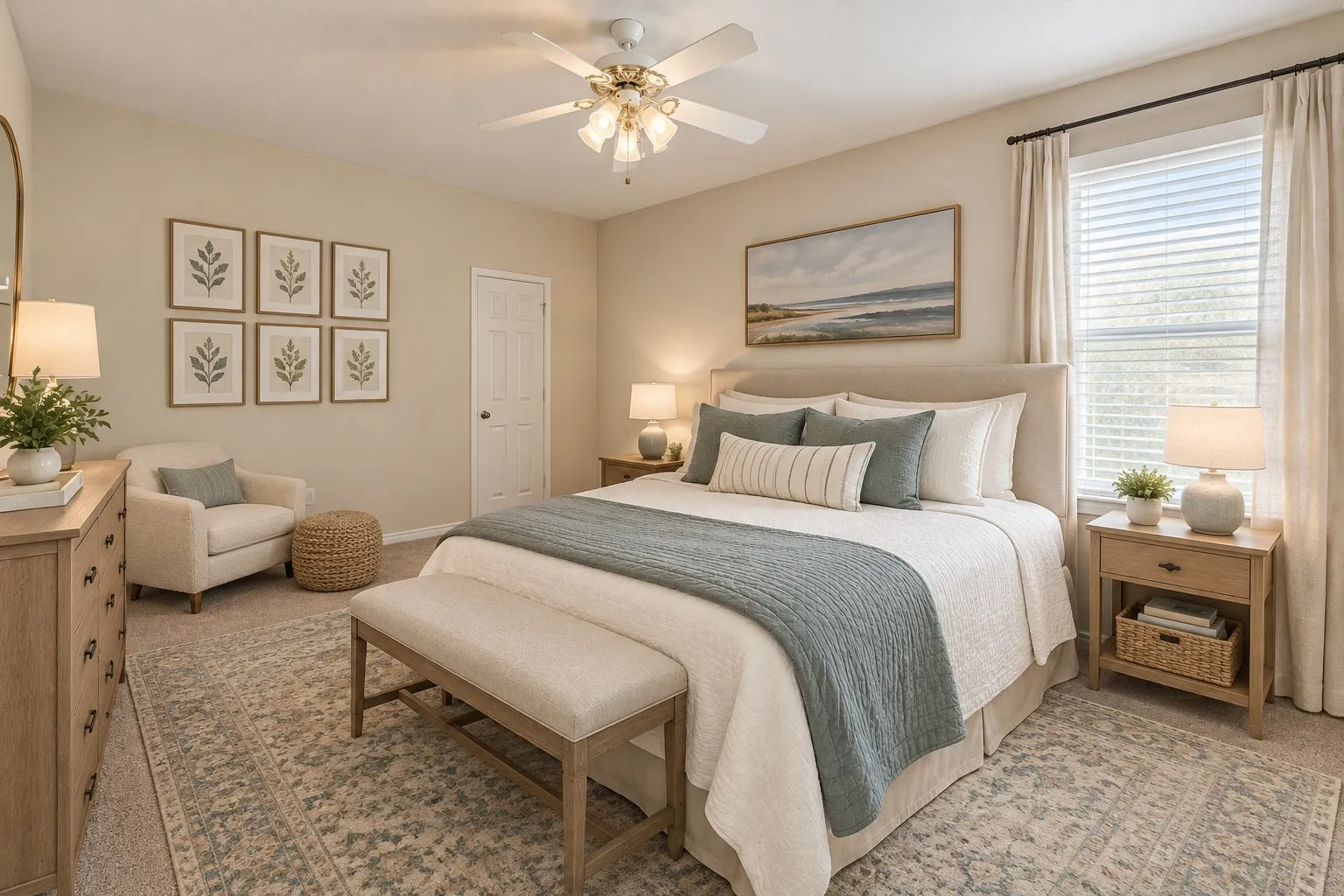 Virtually staged to show the possibilities, this comfortable guest bedroom offers a welcoming space for family and friends.