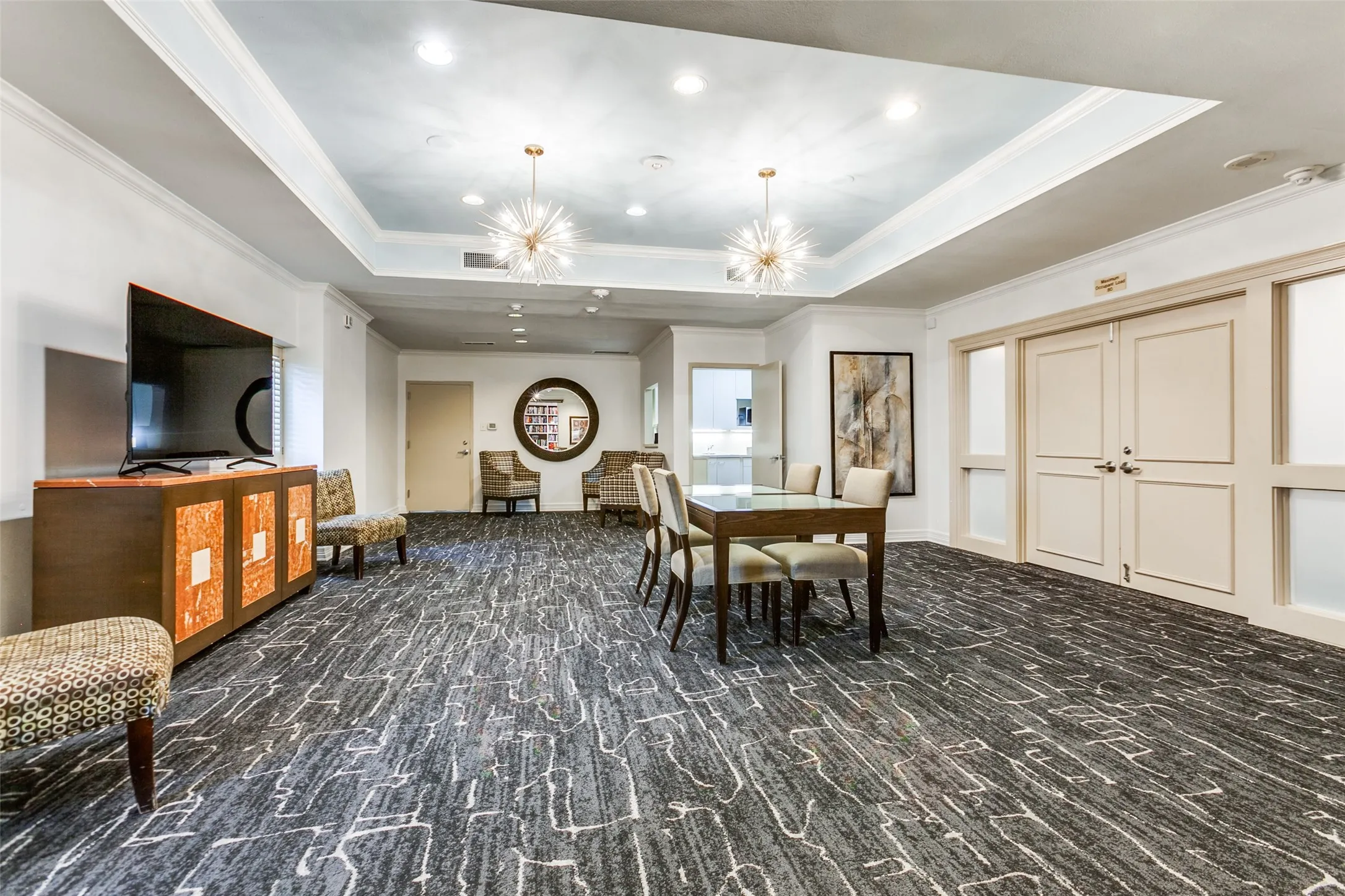 Community room has a full kitchen and can be reserved by residents