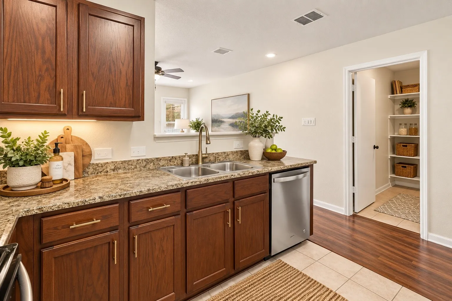 Virtually staged kitchen, just add these pulls and instantly upgrade this kitchen