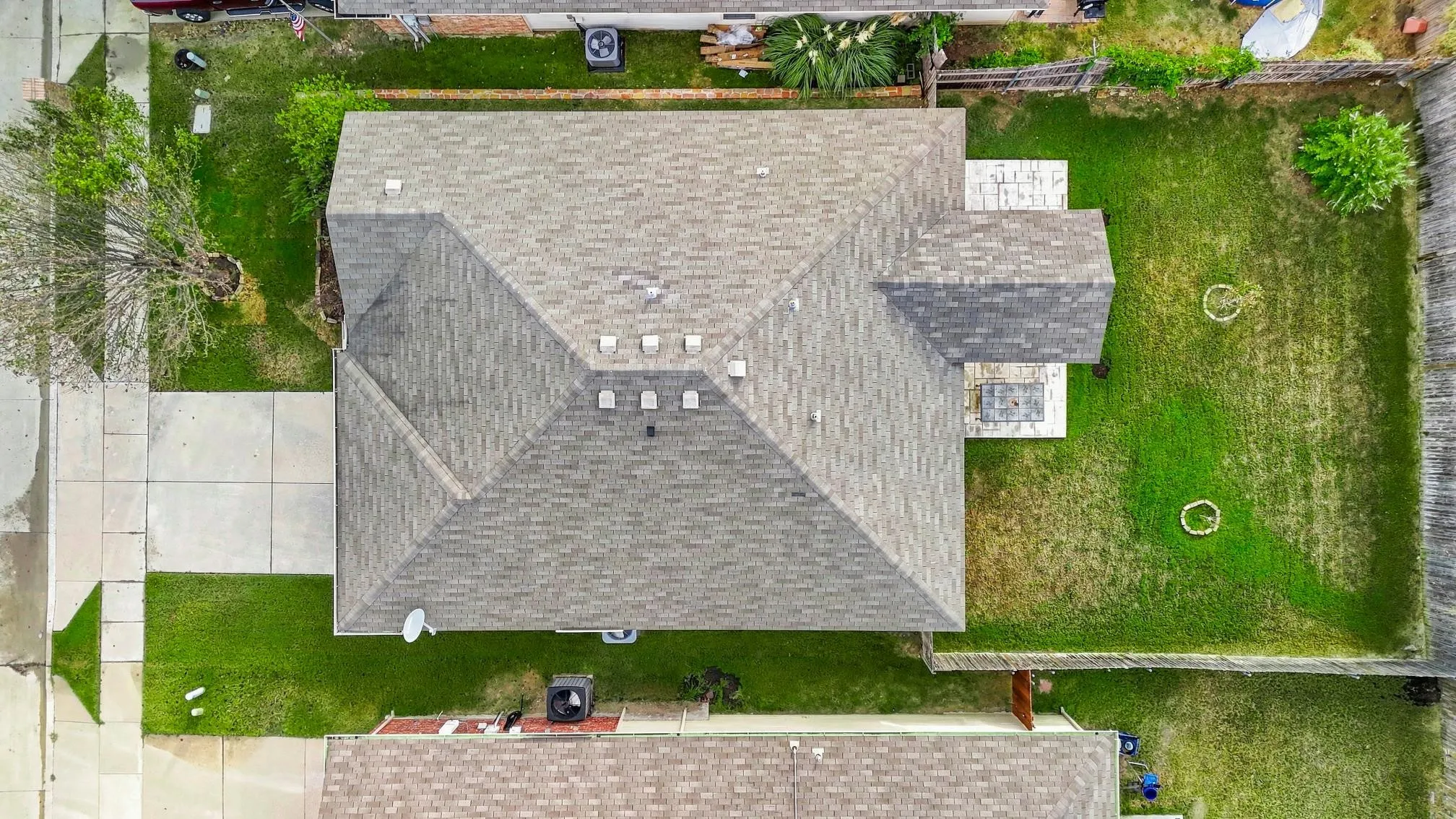 Aeriel view of top of the home