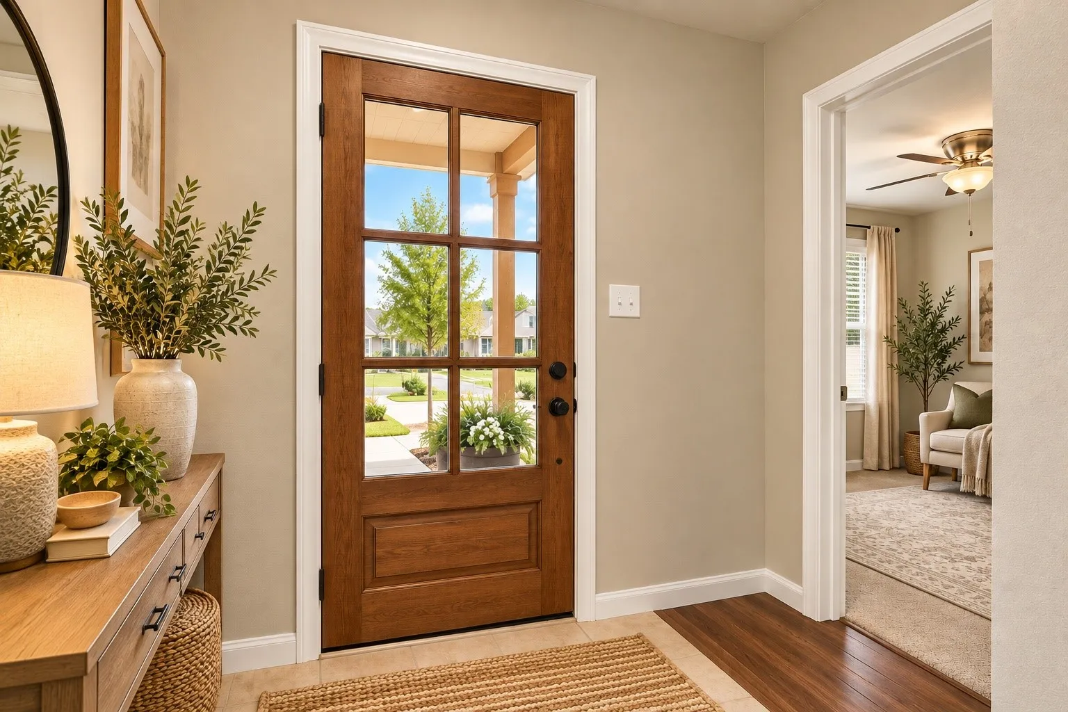 staged, simply swapping the front door instantly gives you more light and open entry! Endless possibilites