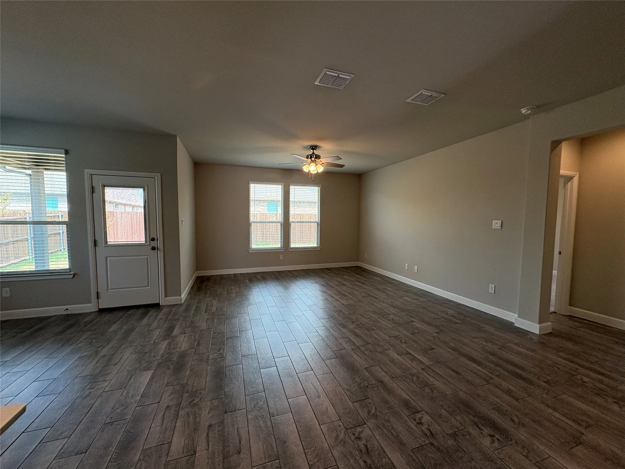 Living room with tile flooring