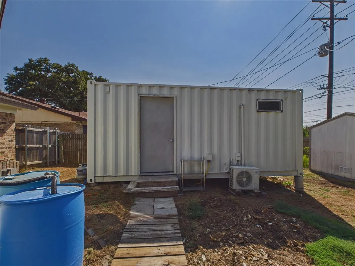 Building in the backyard offes additional living quarters.
