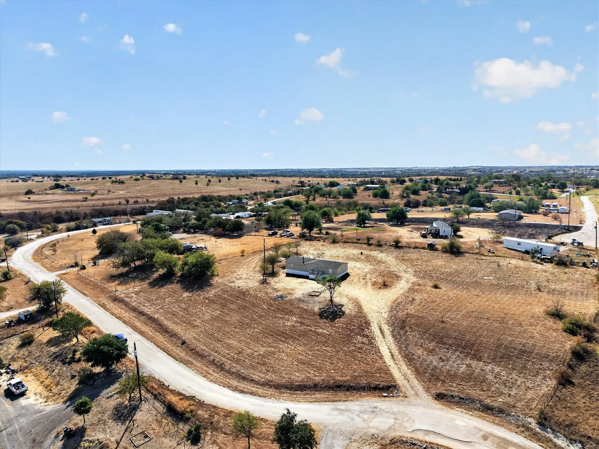 Expansive property featuring a single-story residence and a private driveway