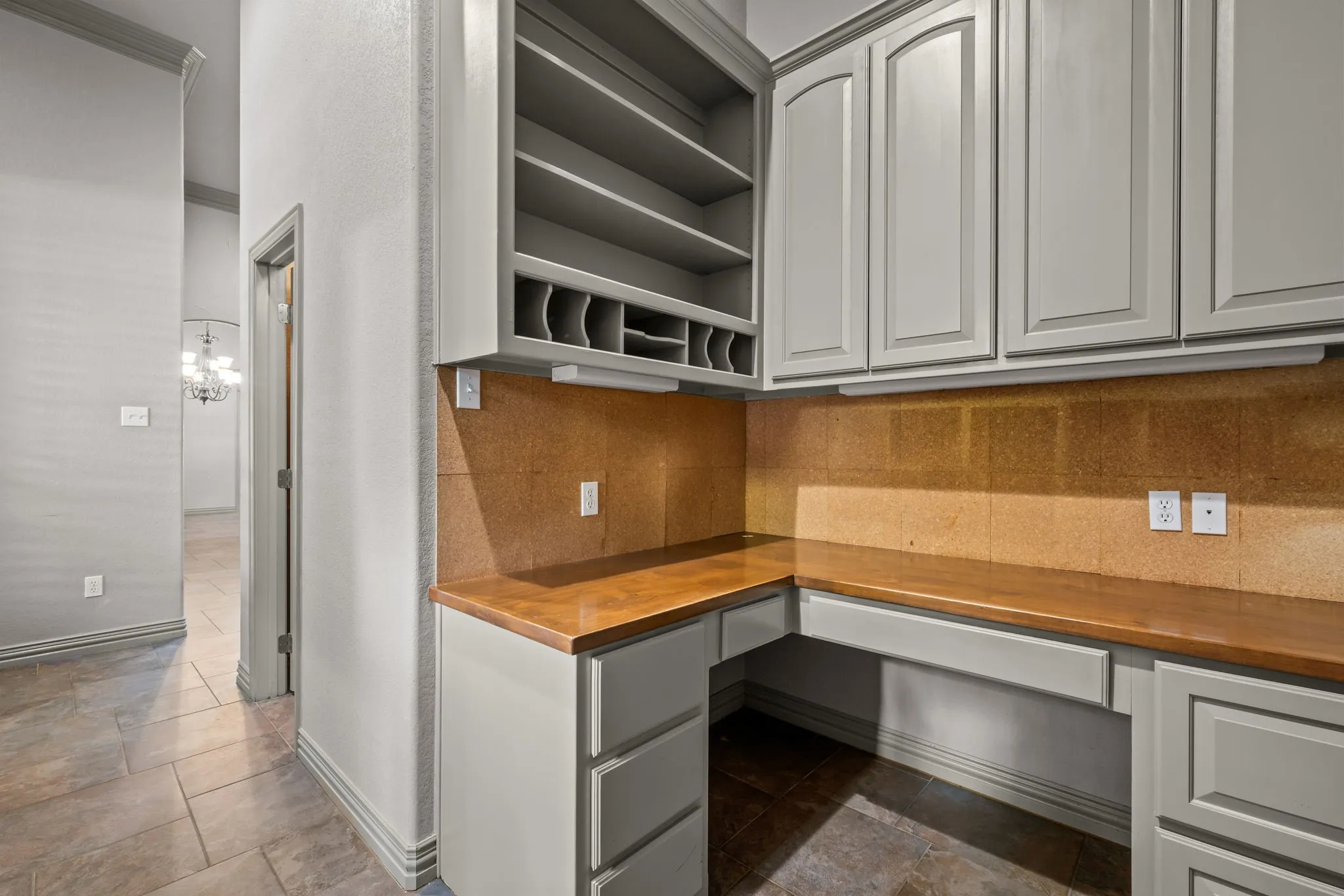 Built-in desk off kitchen