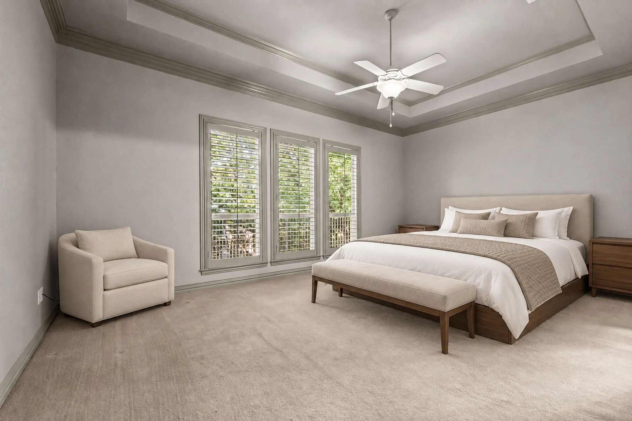 Primary large bedroom with room for sitting area