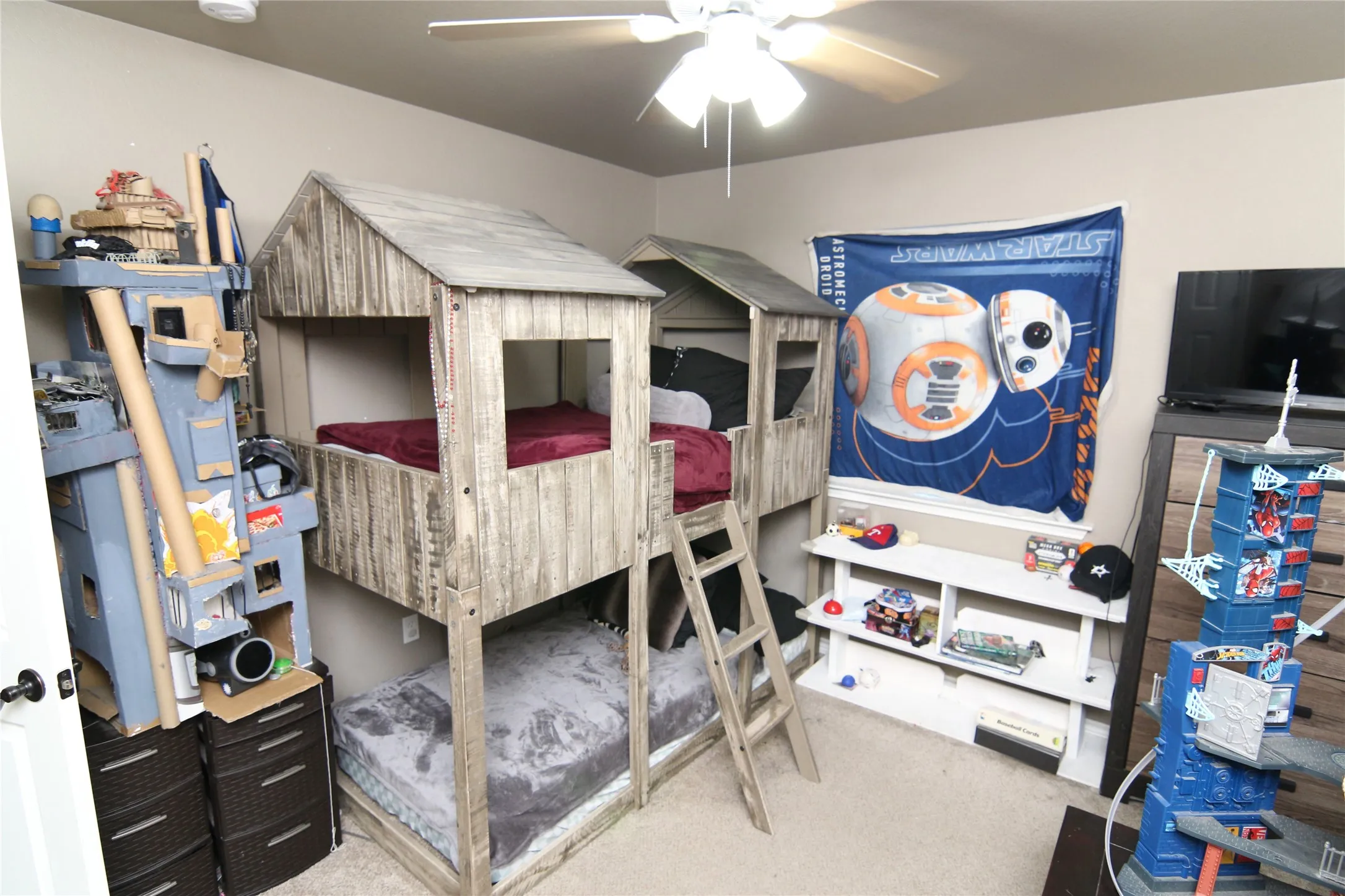 Built-in bunk beds with ladder access