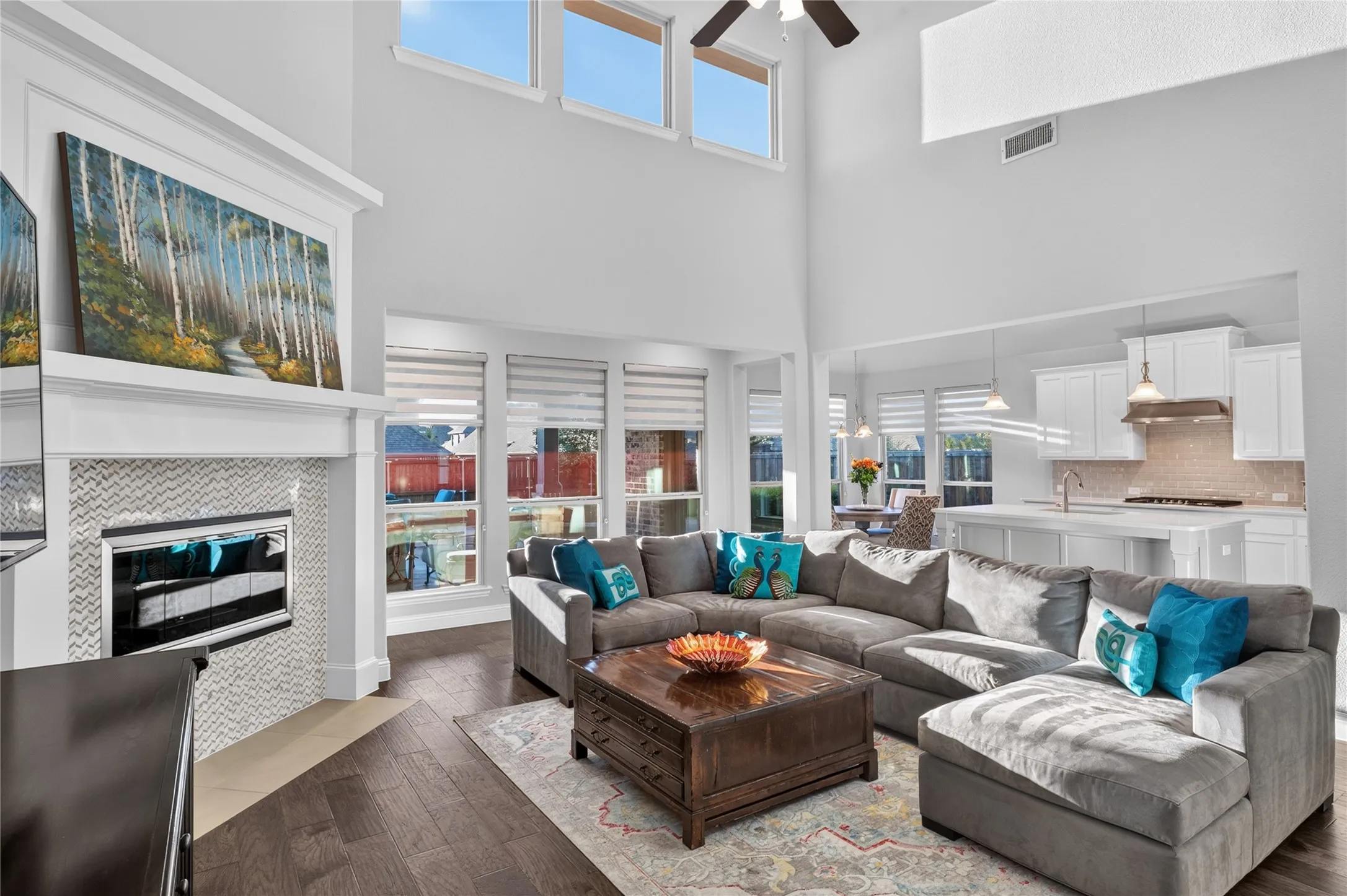 Living room with soaring ceilings