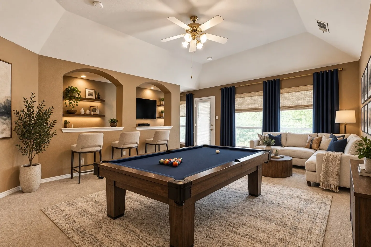 Game room upstairs virtually staged