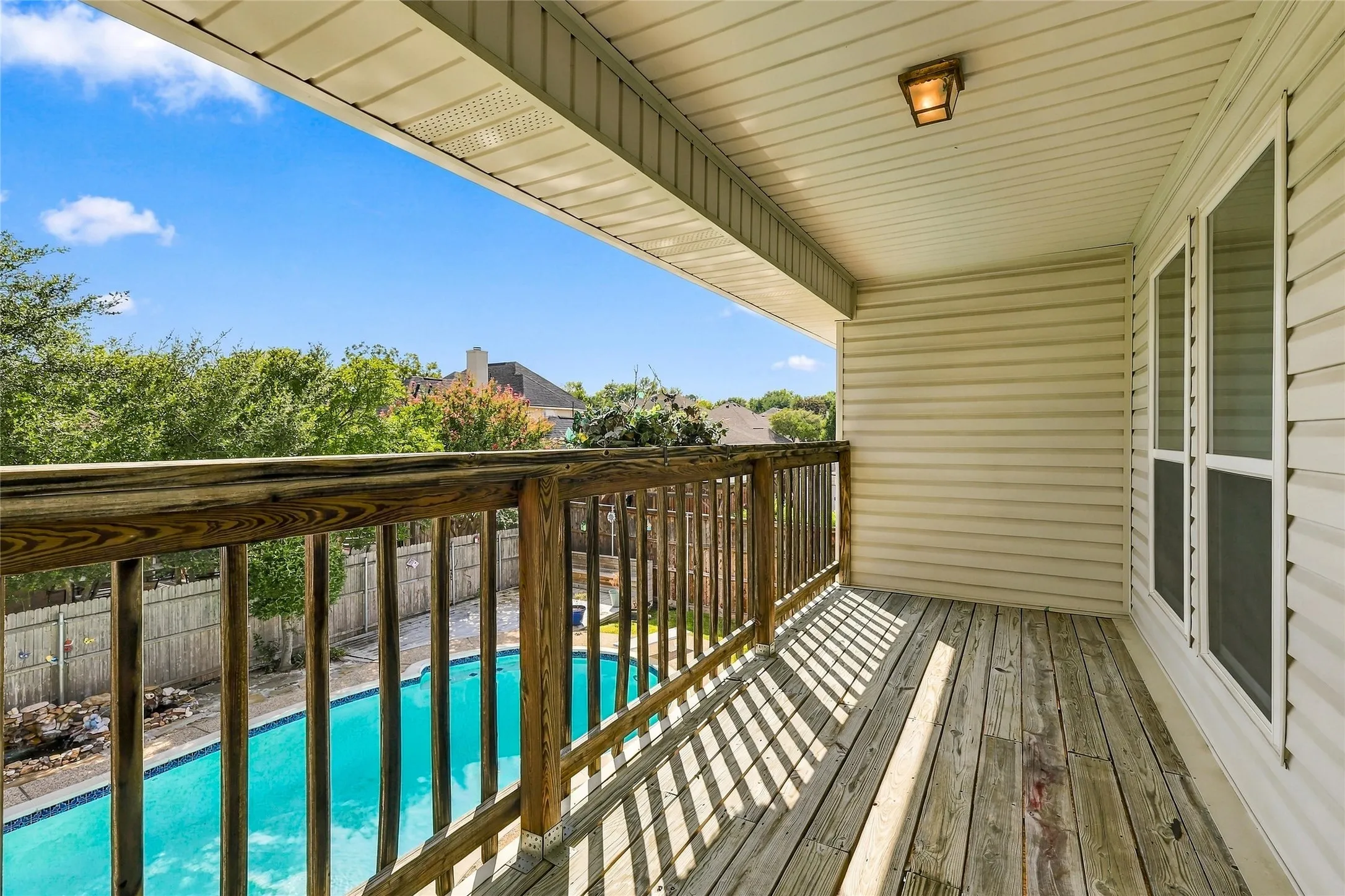 Balcony right off the upstairs family room