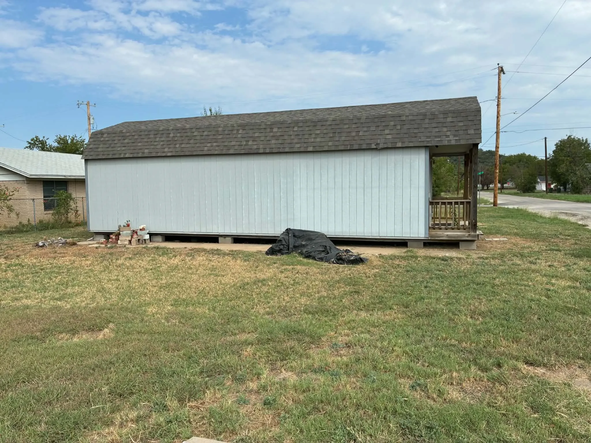 Side View of Shed 13x35 on Additional Lot