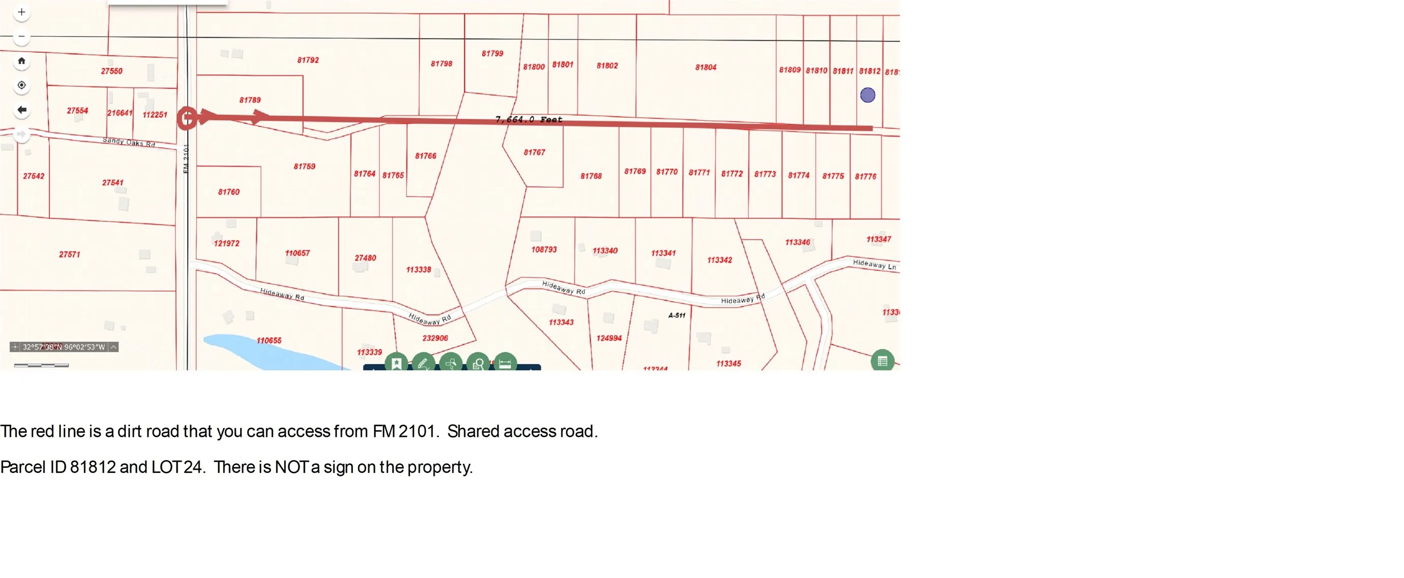 Map showing property parcels