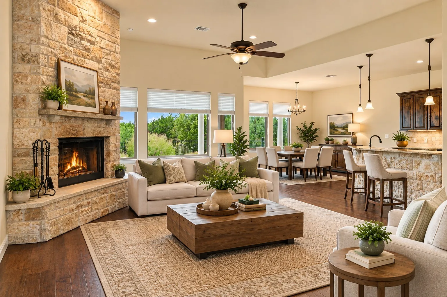 Spacious, open, living area.