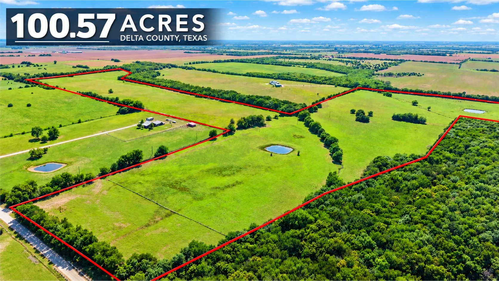 Expansive acreage featuring multiple pastures, mature tree lines, and several ponds