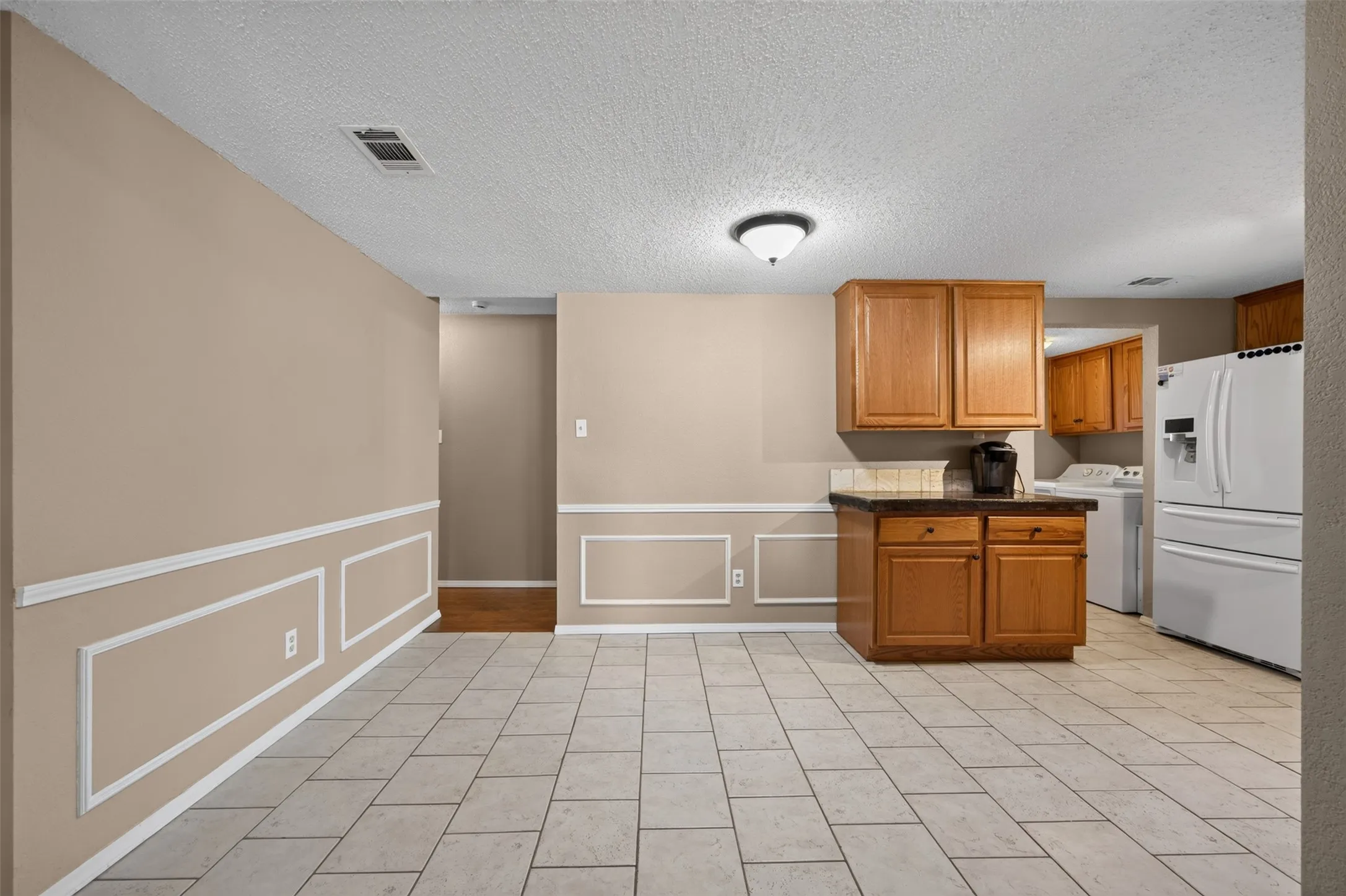 Tiled flooring with a rectangular pattern