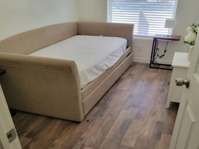 Wood-finish flooring throughout