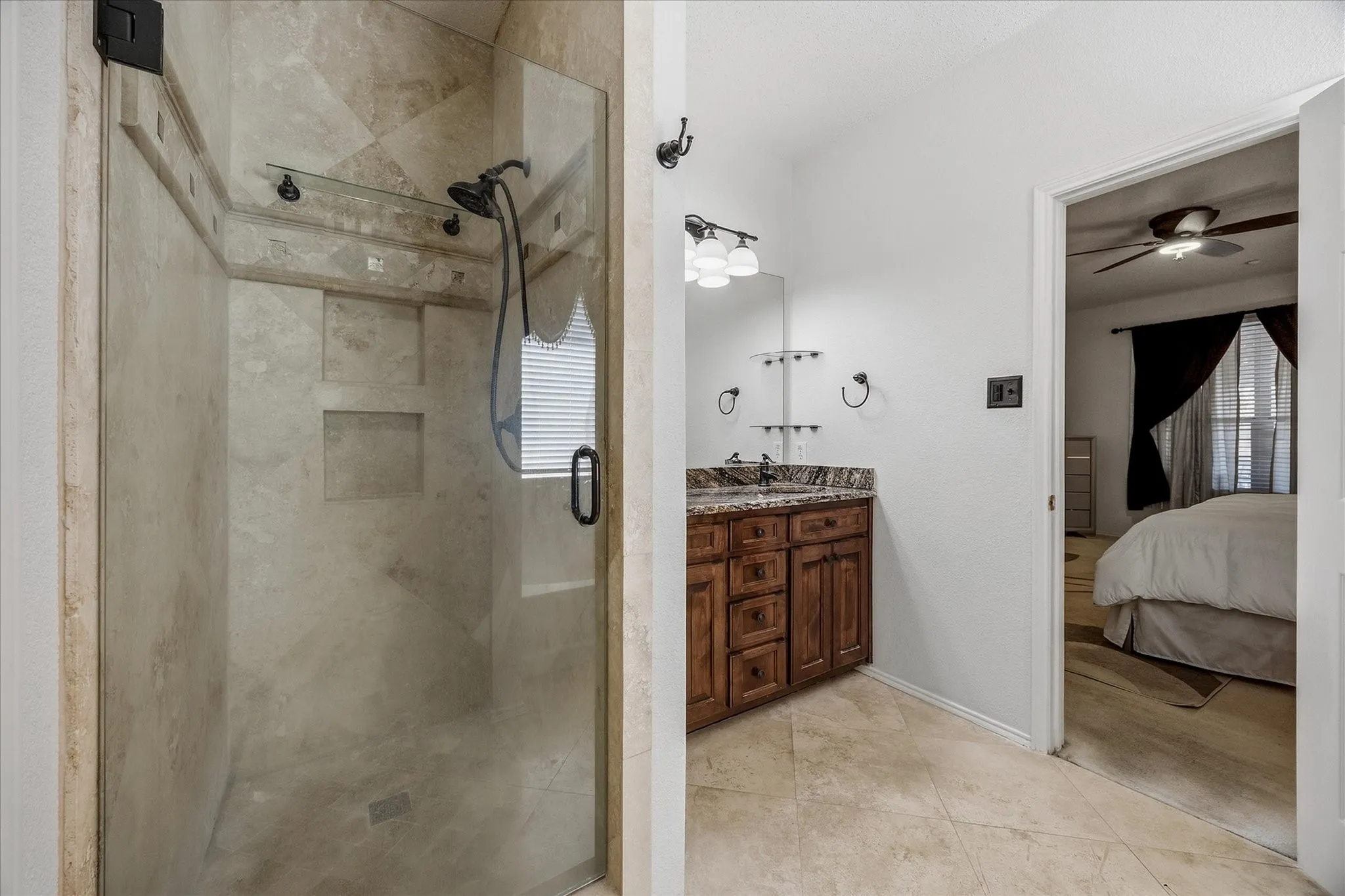 Master bedroom opens onto spa style master bath