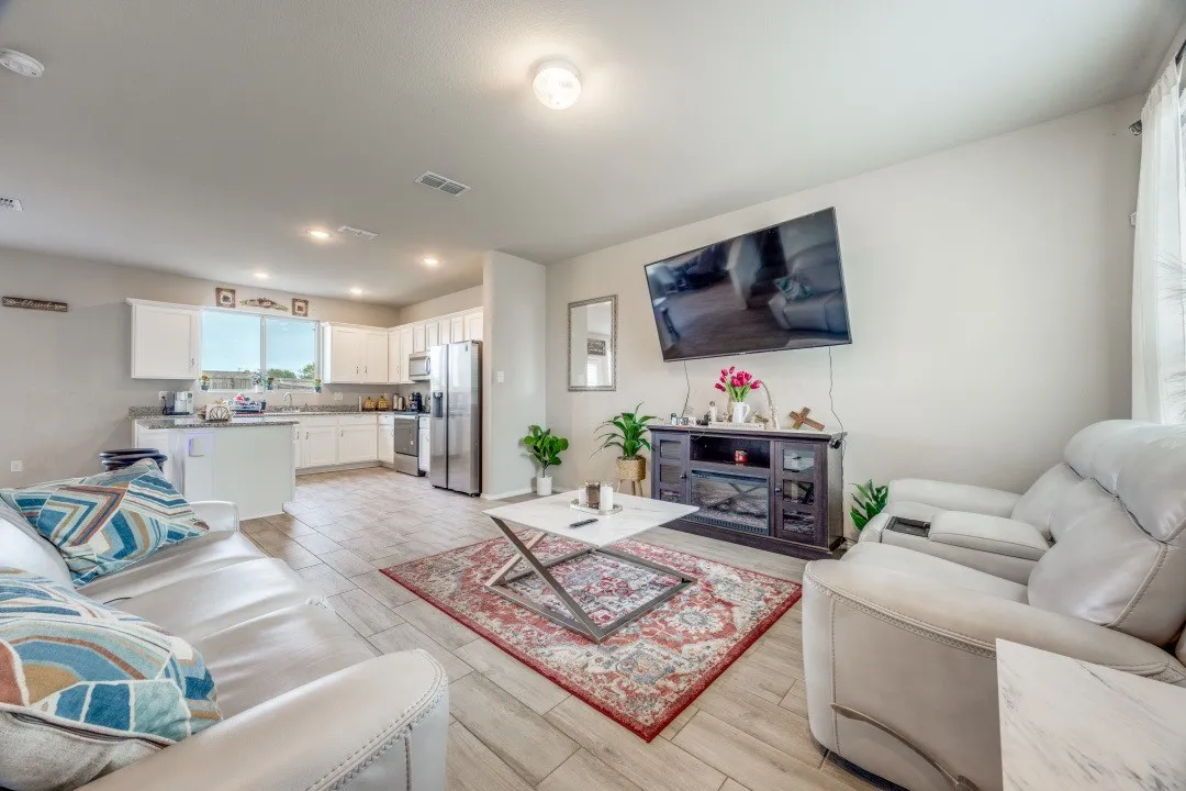 Cozy living room with view of front