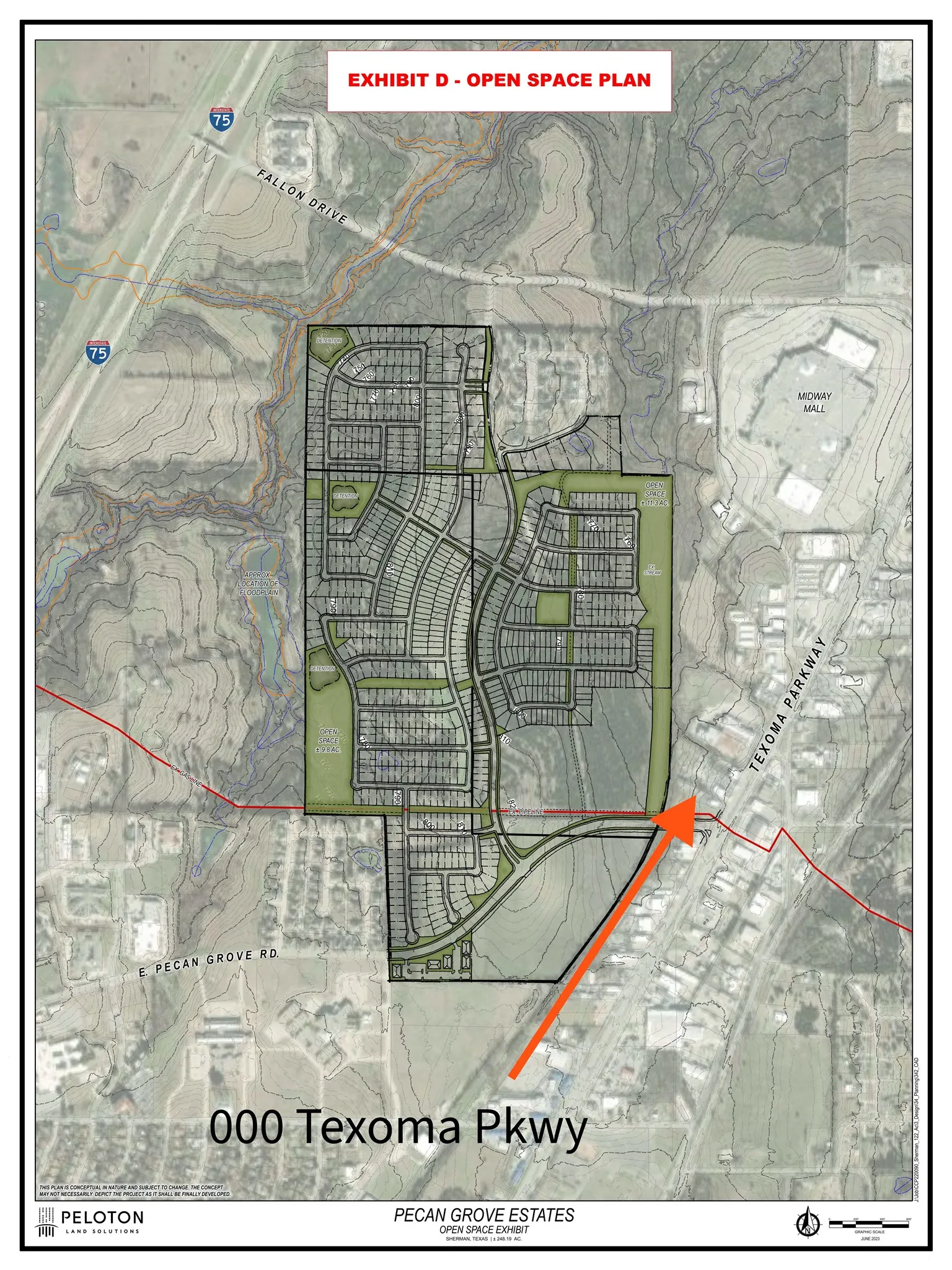This Land Parcel is Ideally Positioned for Development at the Entrance Road to Pecan Grove Estates- A Planned SFR Development with 560 Homes