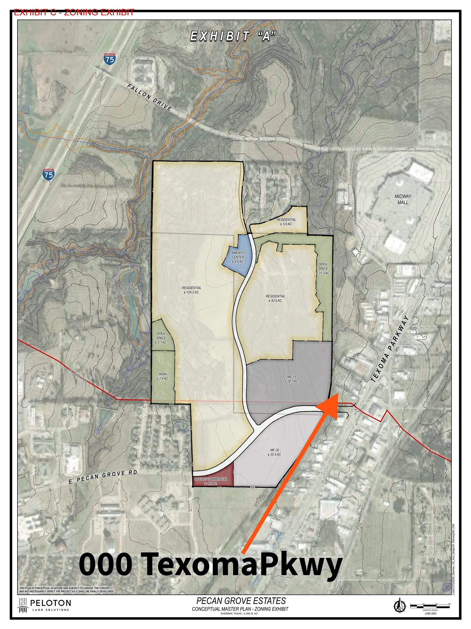 This Land Parcel is Ideally Positioned for Development at the Entrance Road to Pecan Grove Estates- A Planned SFR Development with 560 Homes