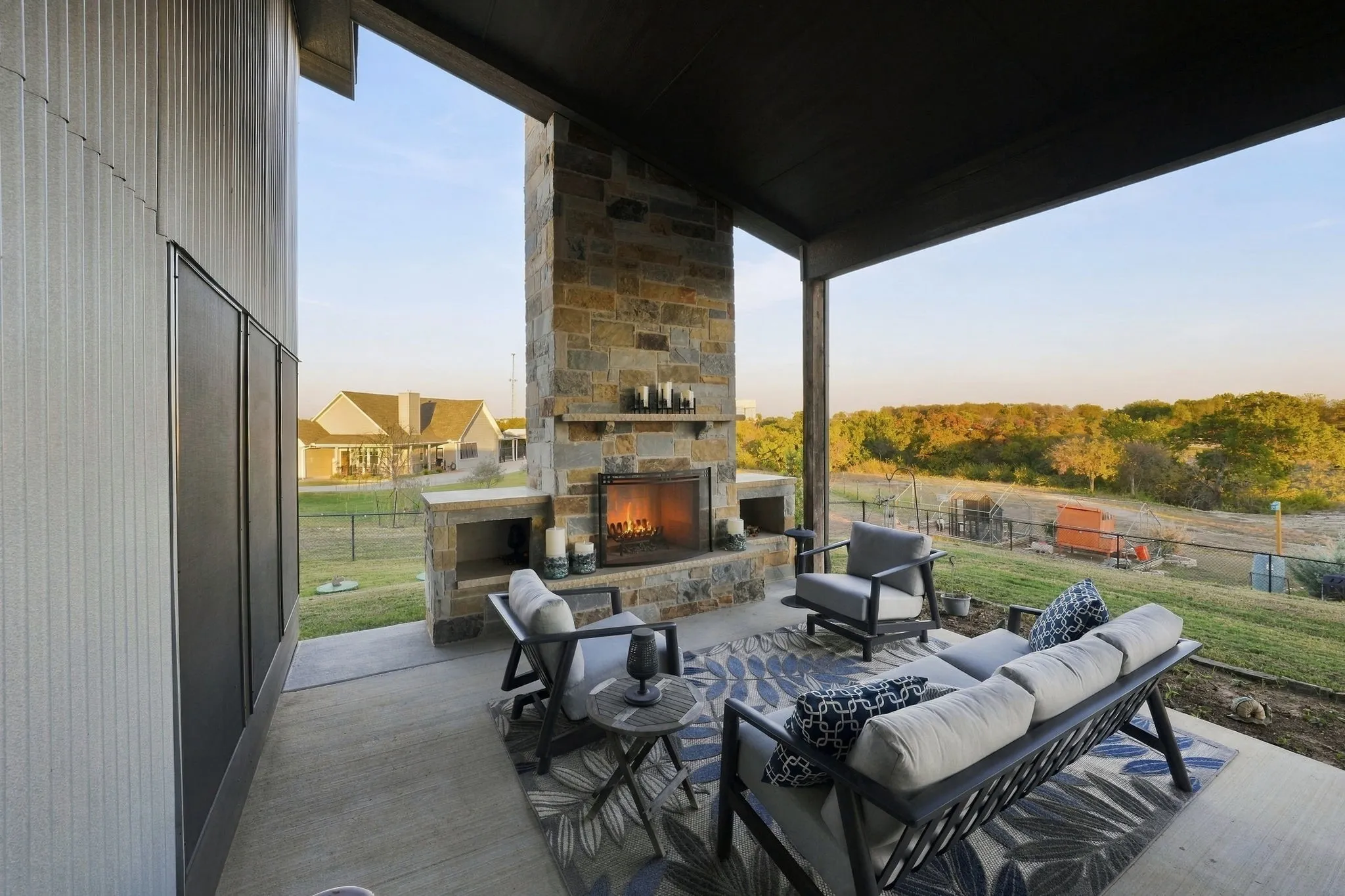 Custom outdoor wood burning fireplace
