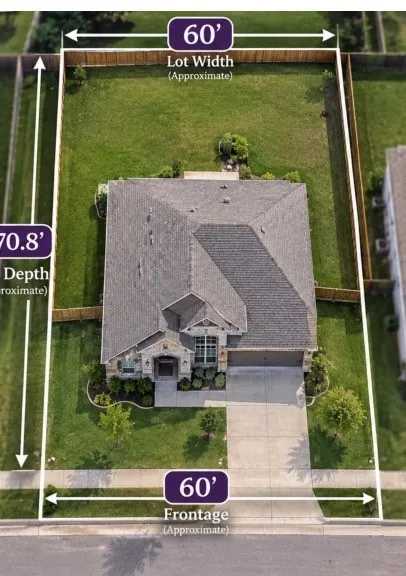  60' frontage, 70.8' depth, and 60' lots width