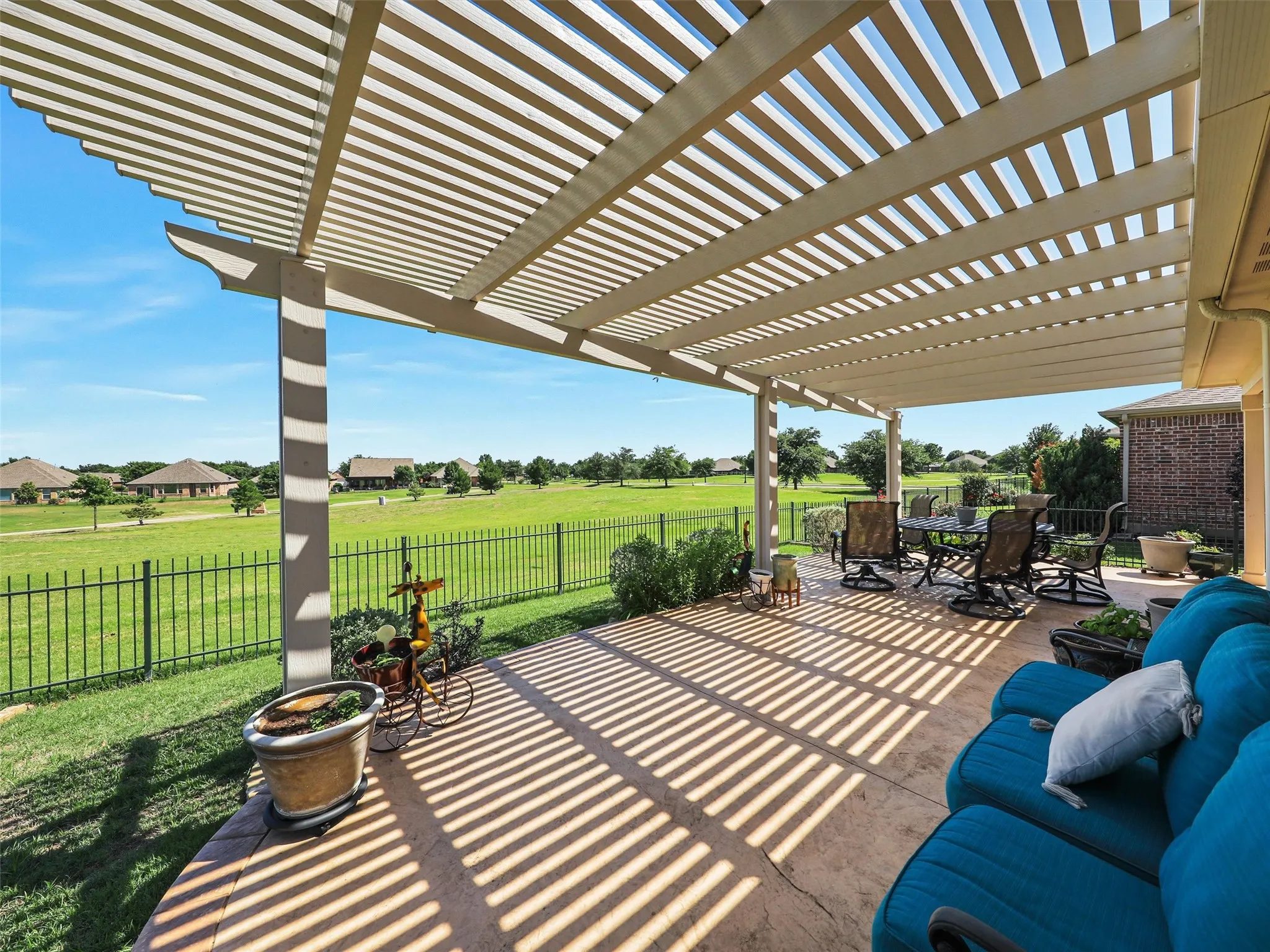 View of patio / terrace featuring a pergola