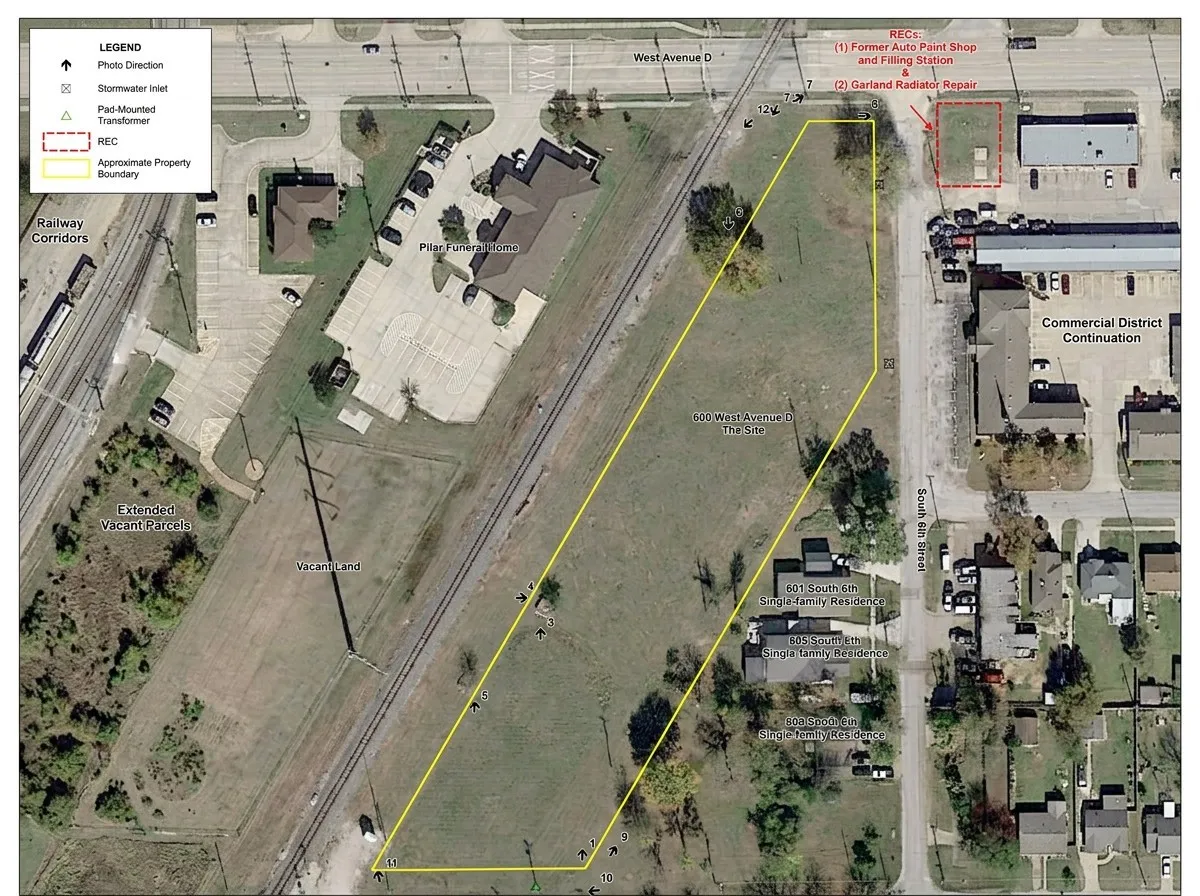 Site Plan. Illustrating the approximate property boundary and surrounding area with designated features