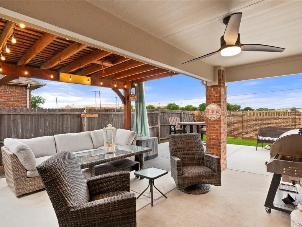Covered patio great for morning coffee