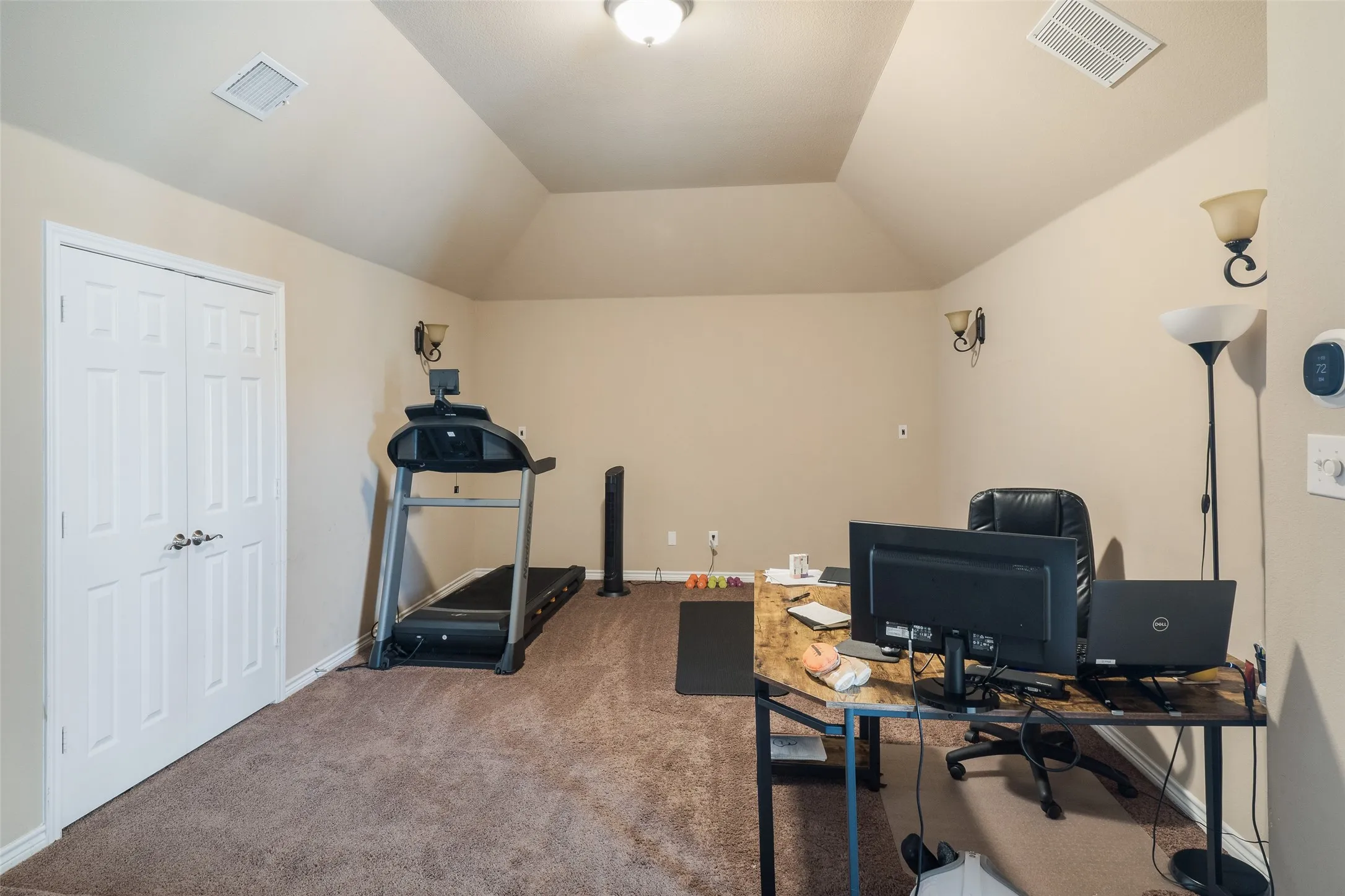 Media room currently being used as an office