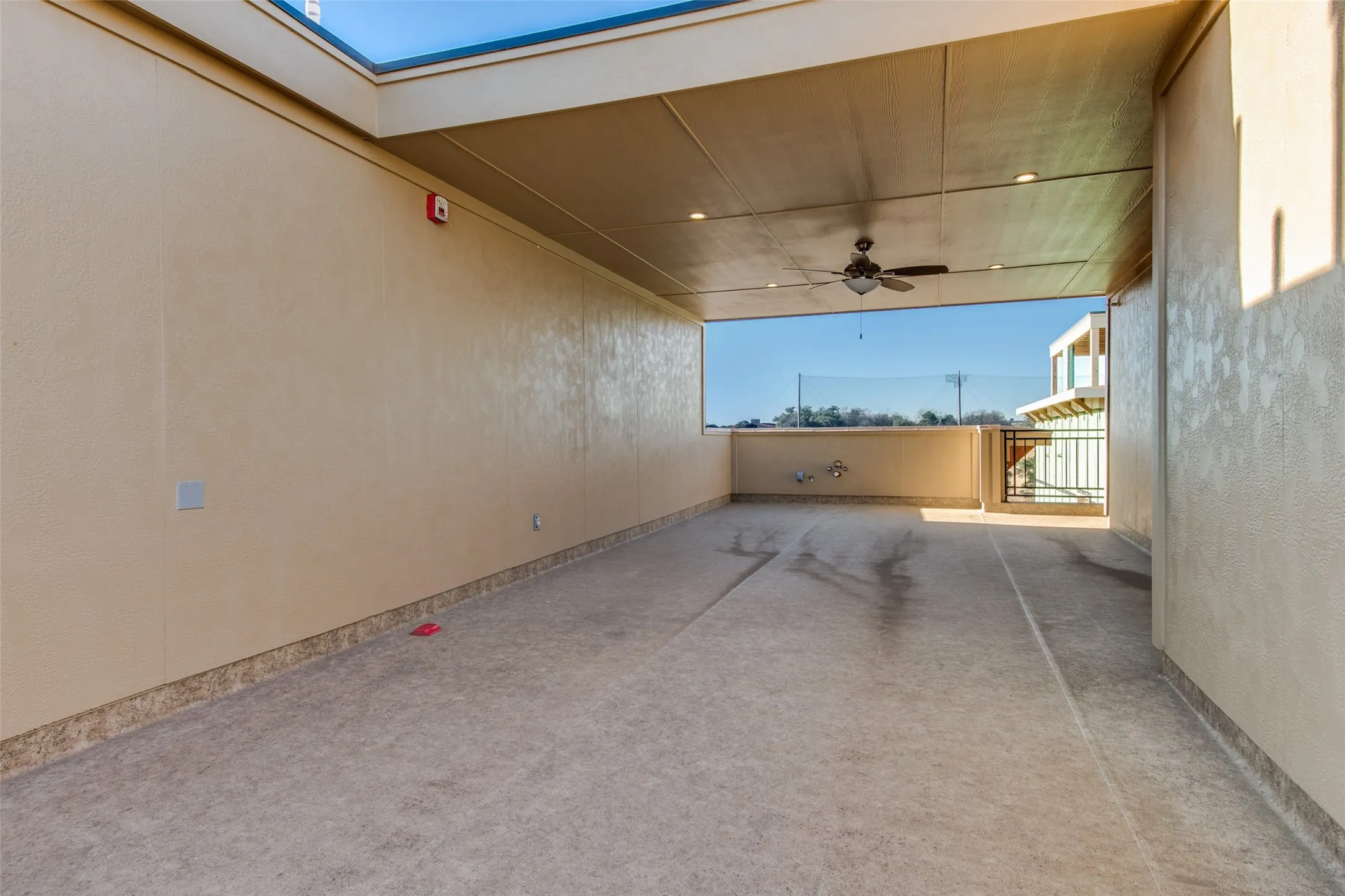 Partially covered rooftop deck