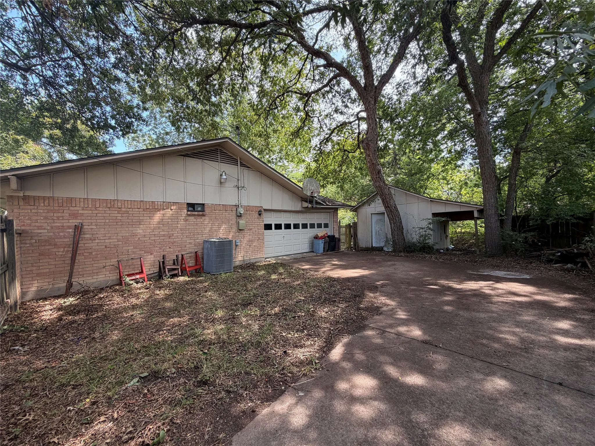 Brick exterior with attached garage