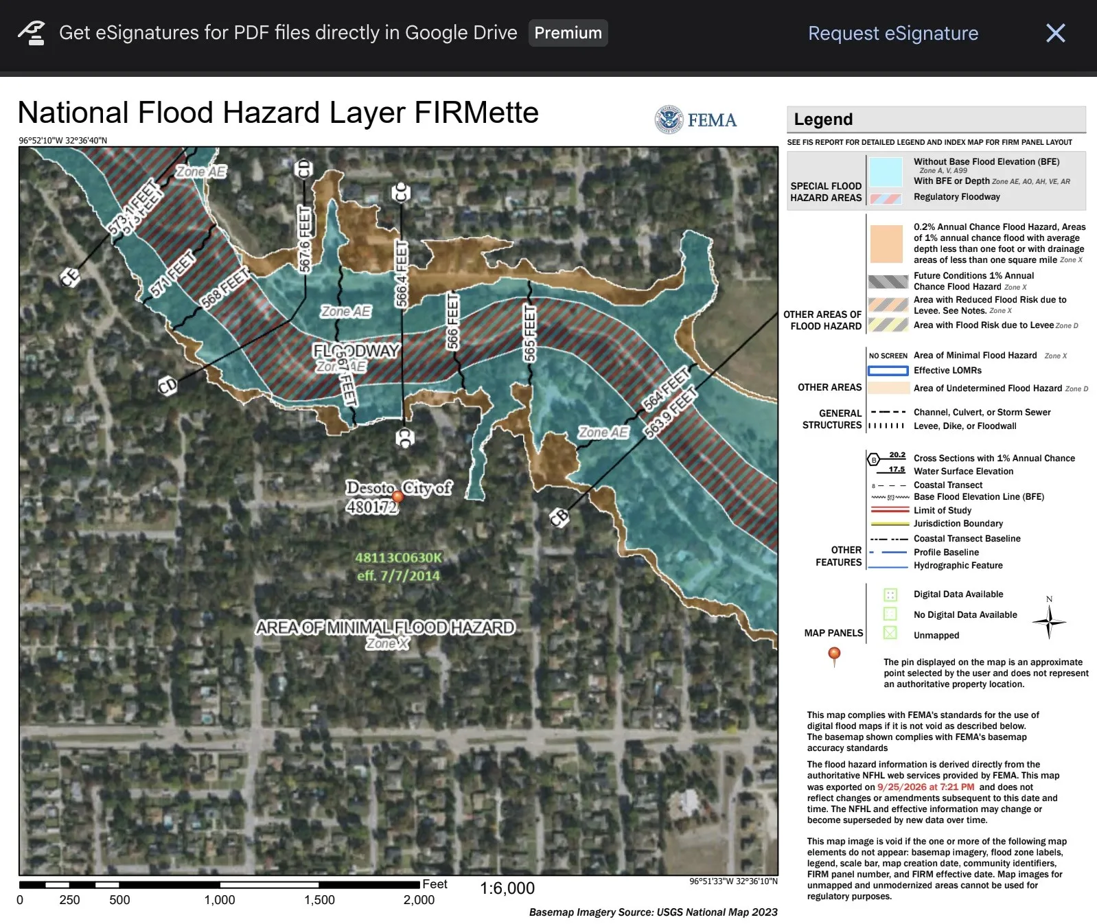National Flood Hazard Layer FIRMette. Detailing flood hazard areas and other relevant features for the property