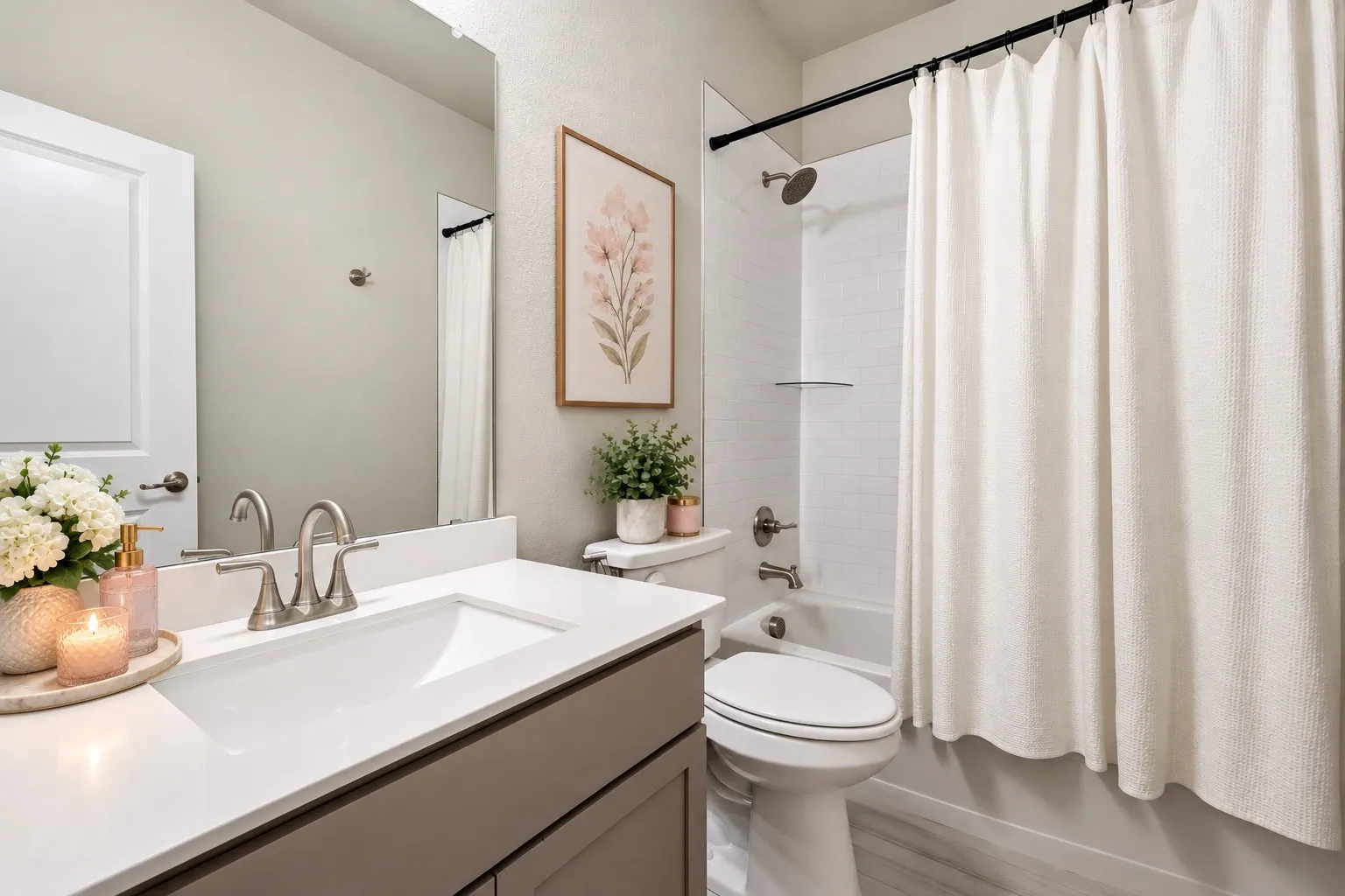 Secondary Bathroom with Bidet.
Some Photos May Contain Virtual Enhancements or Staging and May Not Represent Furnishings Currently Present In The Home.
