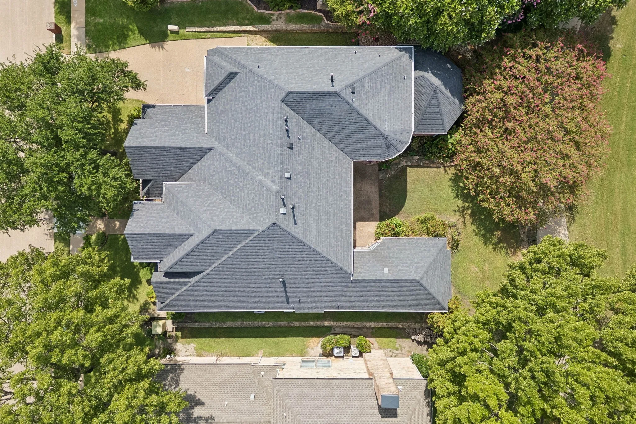Aerial view looking down on the home.